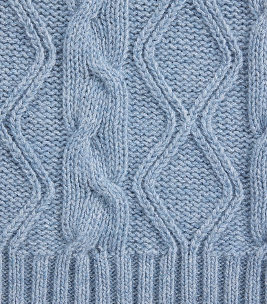 Dunhill Mens Cashmere-Blend Aran Cable-Knit Sweater Denim Image 7