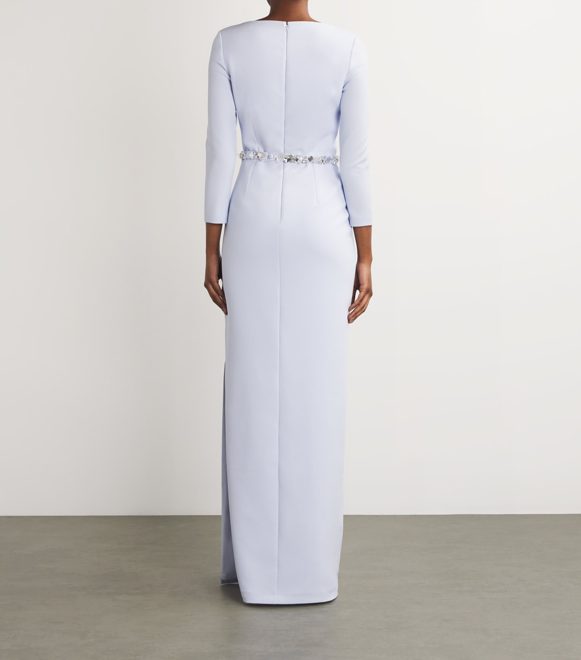 Safiyaa Womens Stretch-Crepe Frill-Trim Mahir Maxi Dress Silk Blue Image 3