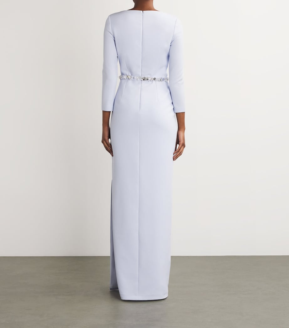 Safiyaa Womens Stretch-Crepe Frill-Trim Mahir Maxi Dress Silk Blue Image 3