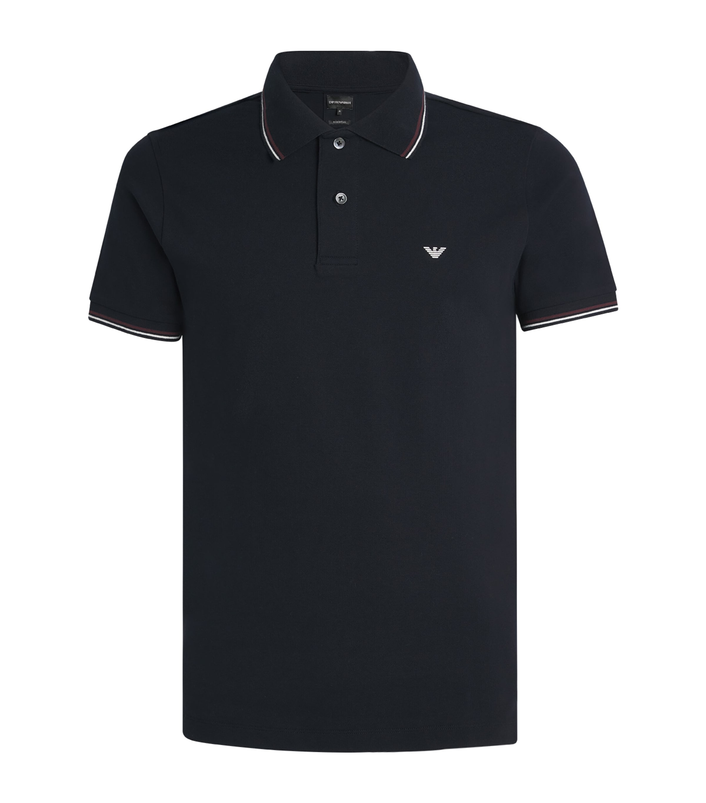 Emporio Armani Blue Short Sleeved Polo Shirt With Embroidery On The Front In Cotton Man In Blue