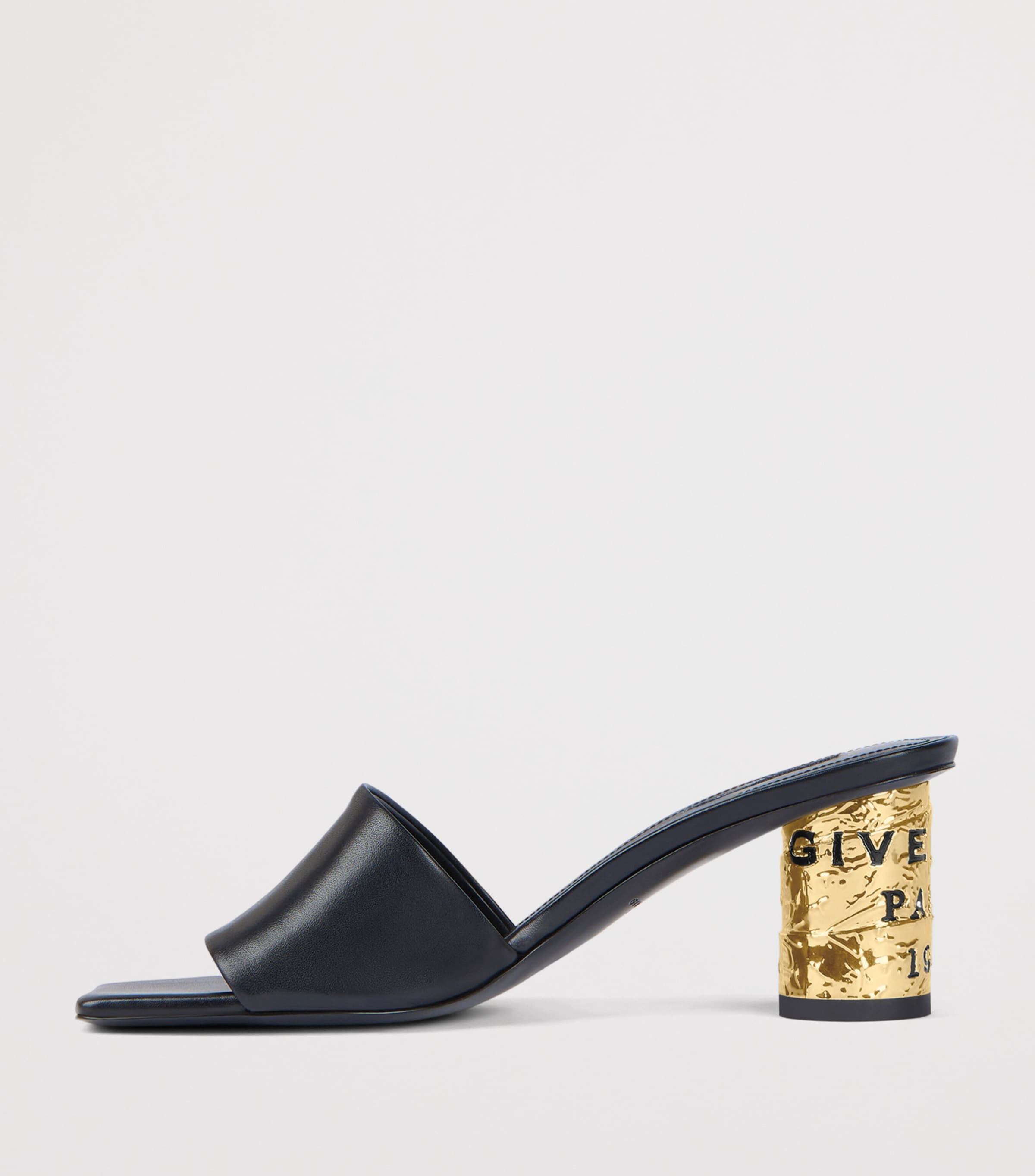 Leather Heeled Mules 65 BLACK Image 3