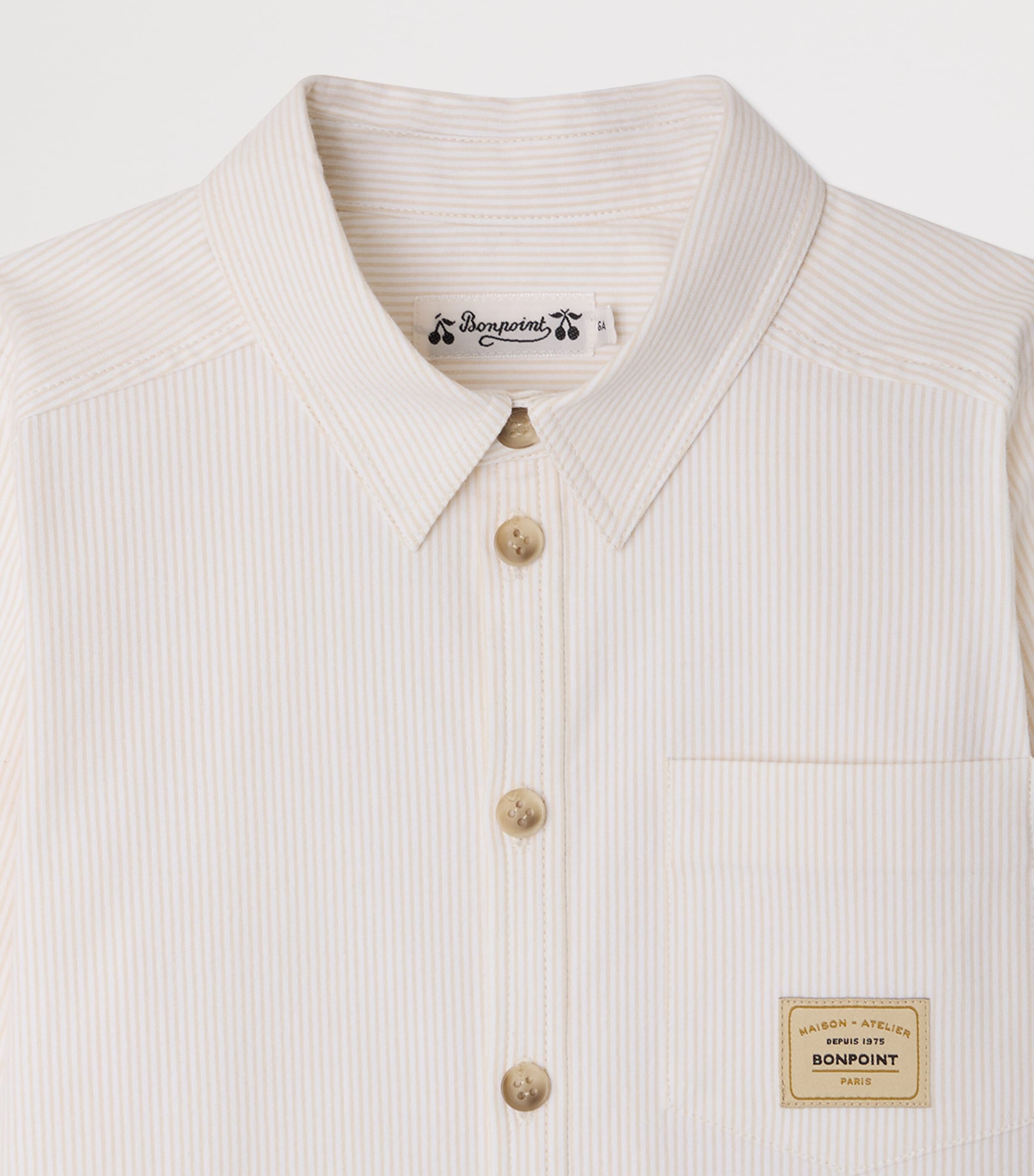 Bonpoint Cotton Logo-Patch Shirt (10-14 Years) Ficelle Image 3