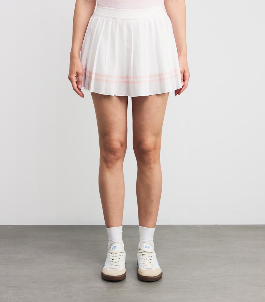 Embroidered Vendome Script Pleated Mini Skort WHITE Image 3