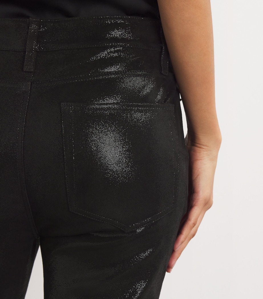 FRAME Womens Suede Le Crop Mini Boot Trousers Black Multi Image 6