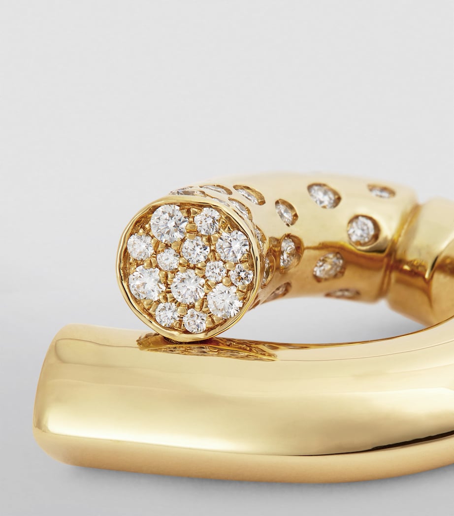 Tabayer Yellow Gold and Pavé Diamond Oera Hoop Earrings Yellow Gold Image 6