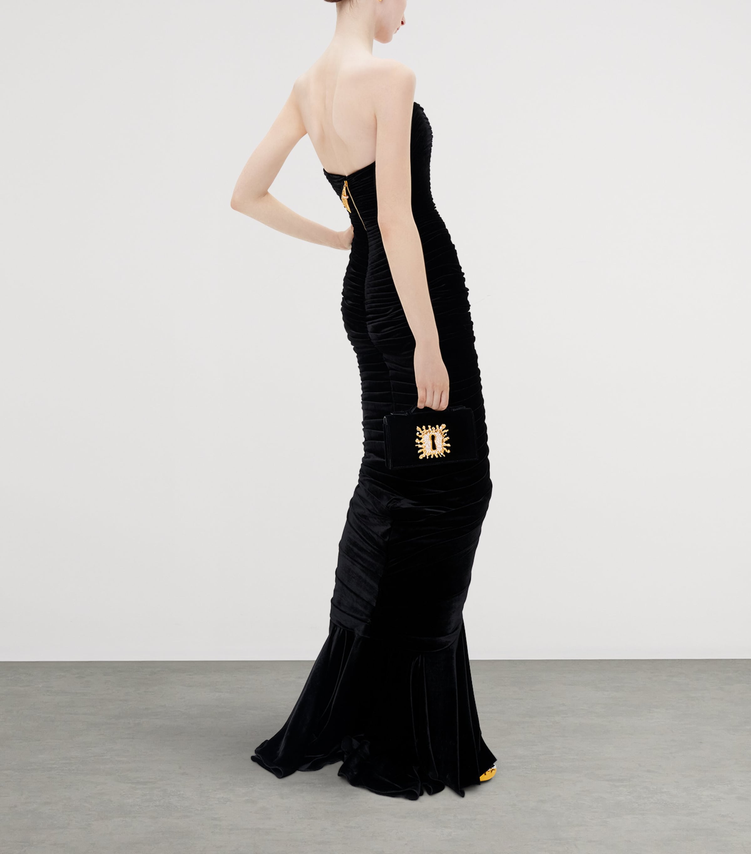 Schiaparelli Velvet Bijoux Clutch Bag Black Image 2