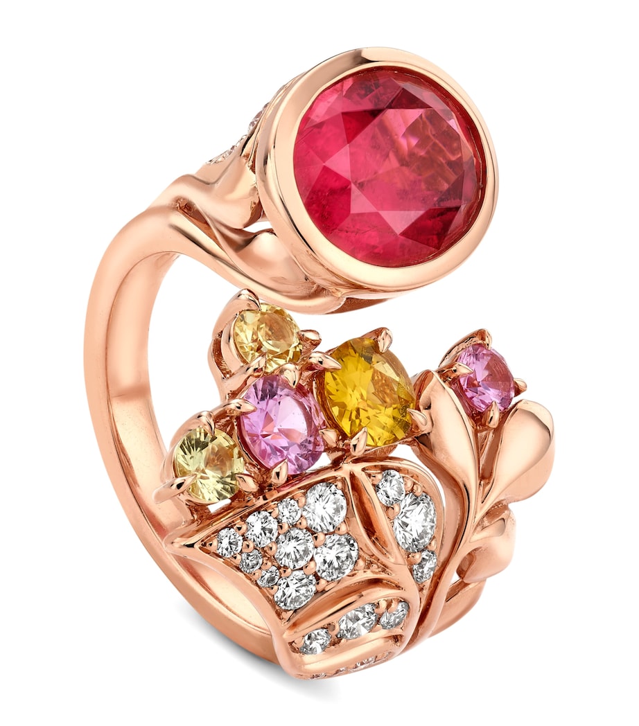 Boodles Rose Gold, Diamond, Tourmaline and Sapphire Silk Mantua Palace Ring Pink Image 1