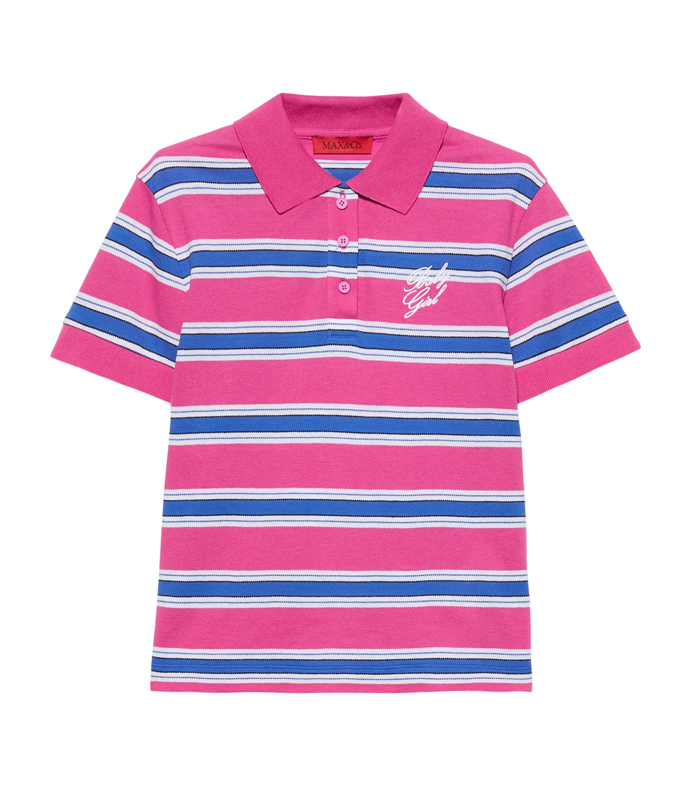 MAX&Co. Womens Cotton Embroidered Polo Shirt Deep Rose Image 1