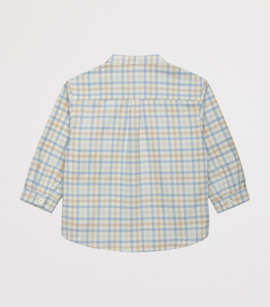 Trotters Cotton Oscar Check Shirt (6-24 Months) Pale Blue Image 2