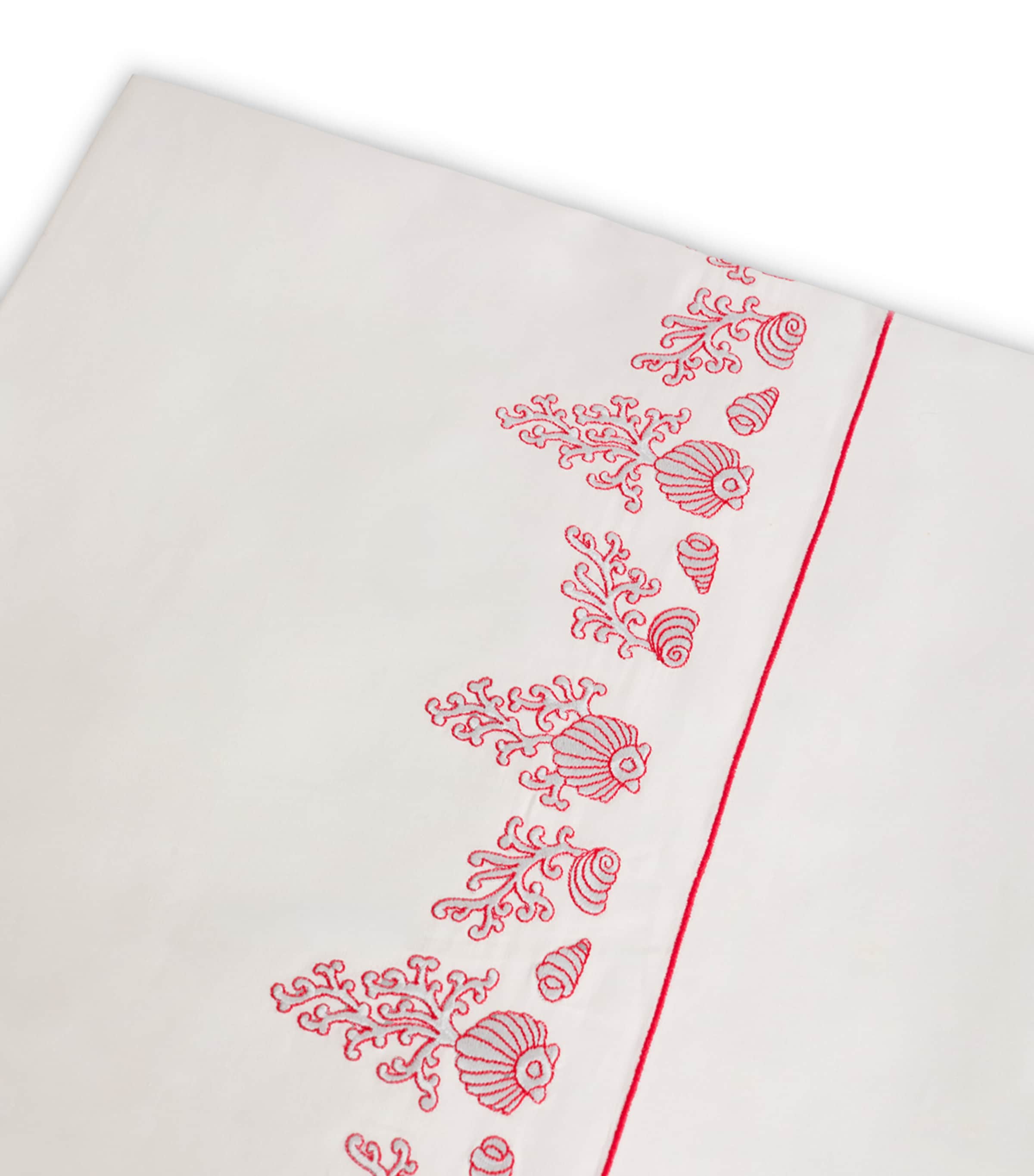 Loretta Caponi Cotton Coral and Shells Flat Sheet (270cm x 300cm) Light Grey Image 3