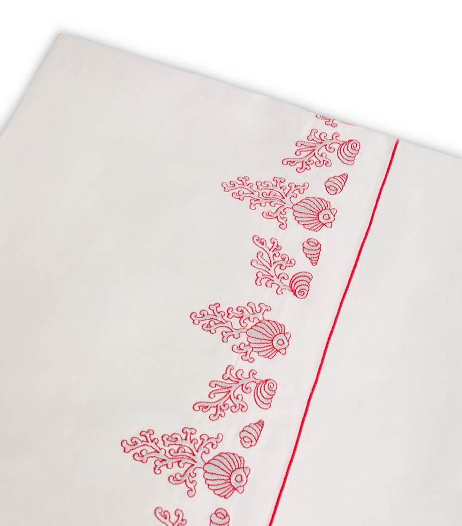 Loretta Caponi Cotton Coral and Shells Flat Sheet (270cm x 300cm) Light Grey Image 3