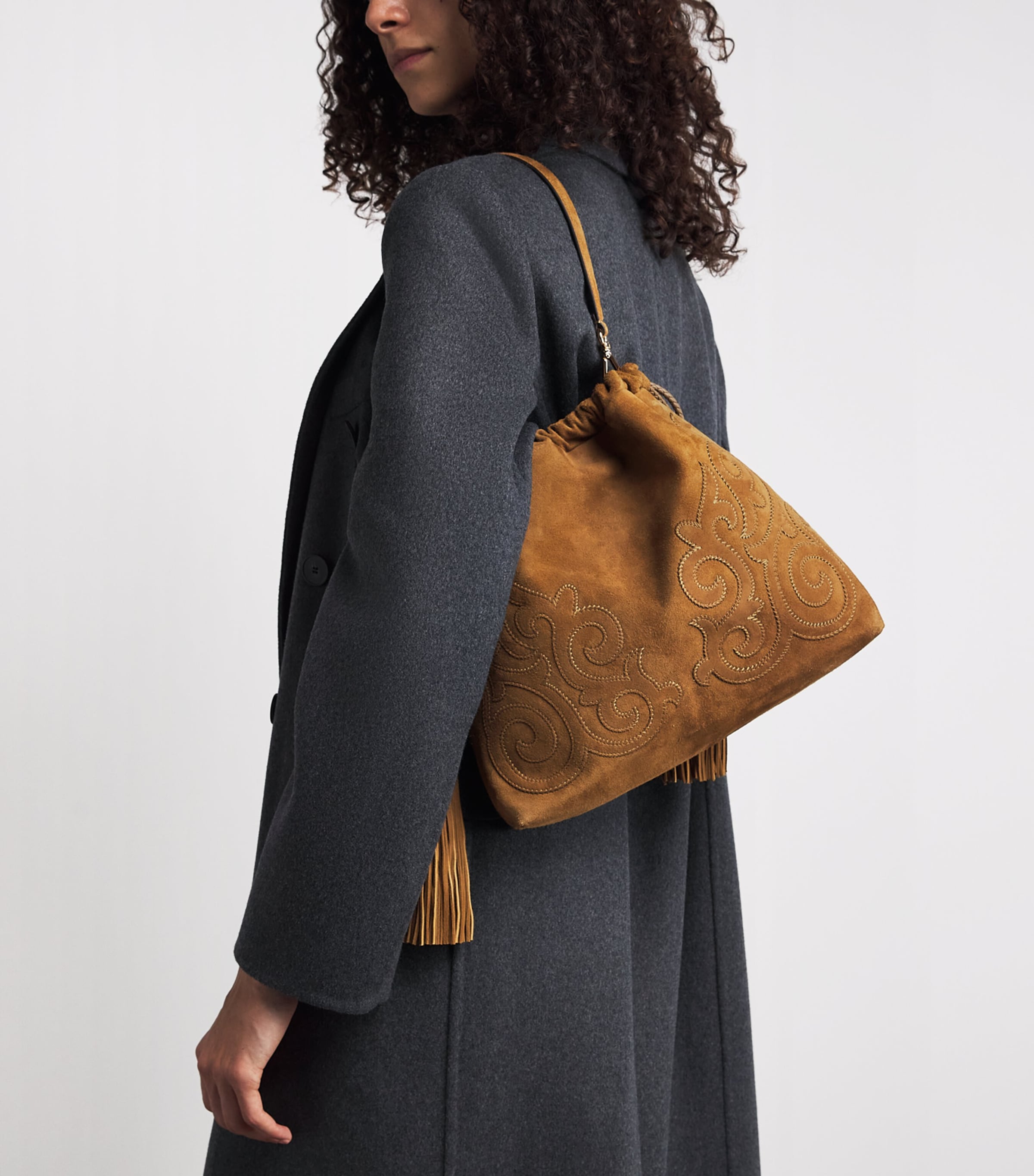 Etro Suede Patch Kalispera Shoulder Bag Ochre Image 2