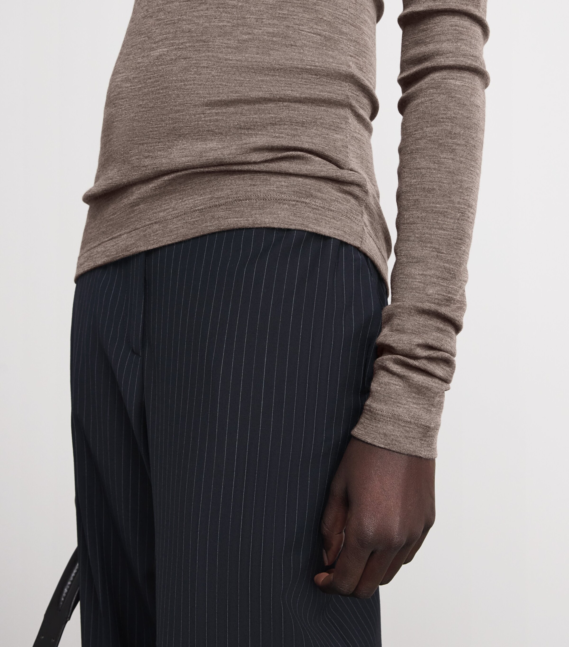 BITE Studios Womens Merino Wool Long-Sleeve T-Shirt Quartz Melange Image 3