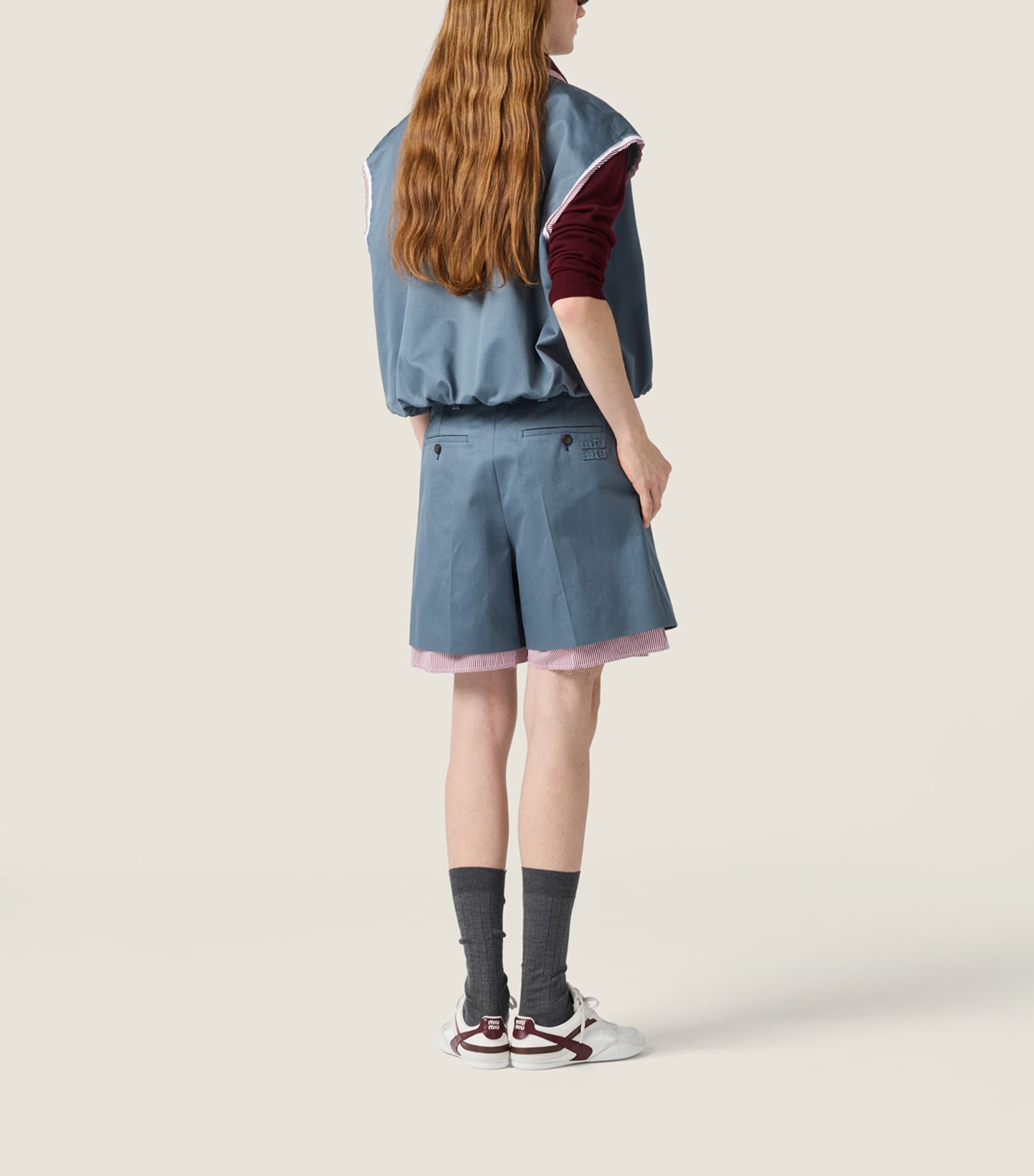 Miu Miu Womens Cotton Chino Vest Blue Image 3