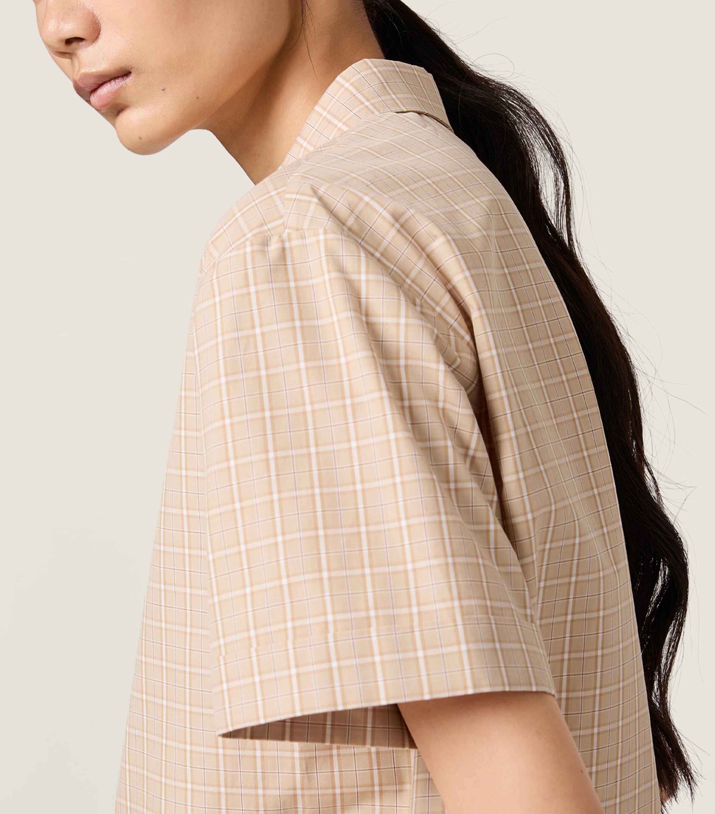 Miu Miu Womens Cotton Poplin Check Oversized Shirt Image 6