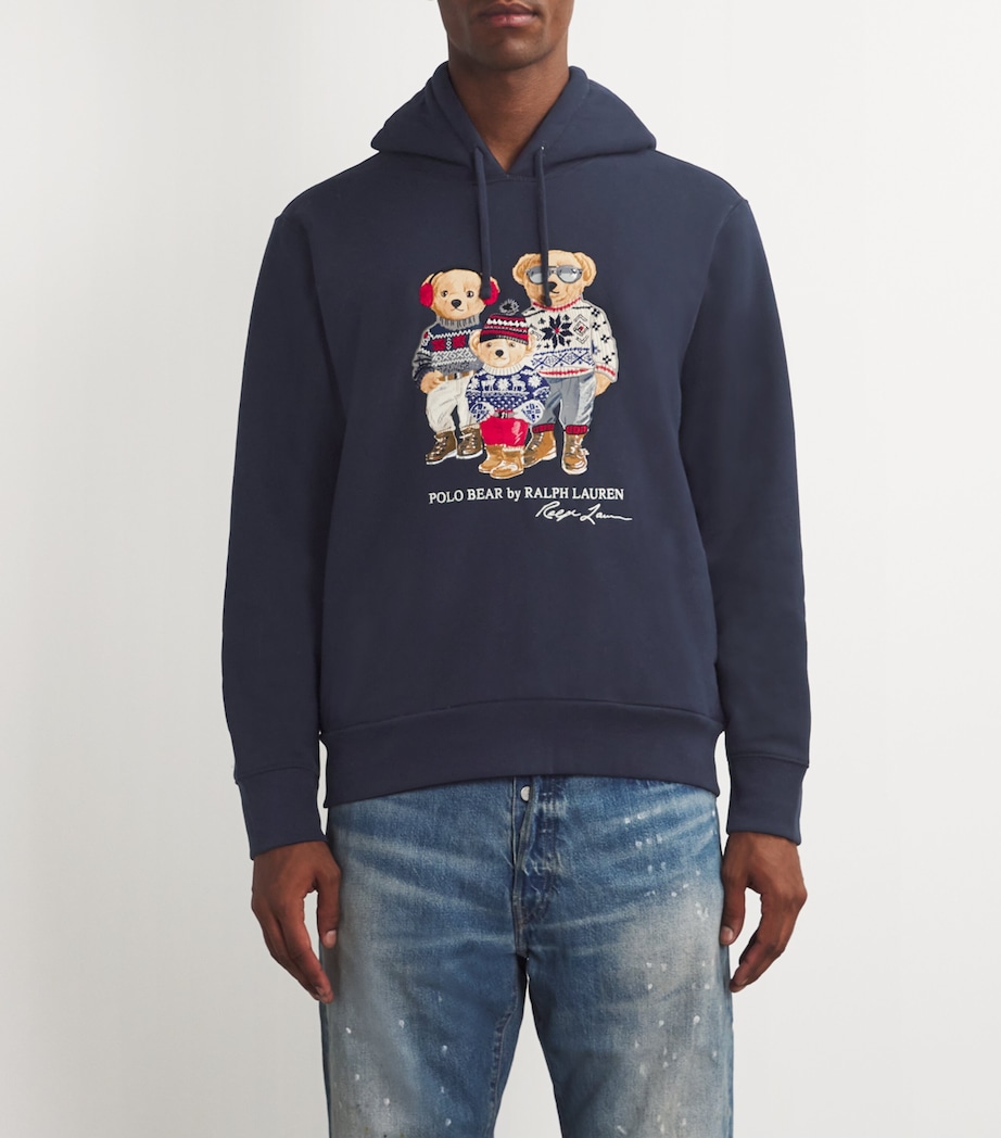 Cotton-Blend Polo Bear Hoodie NAVY Image 3