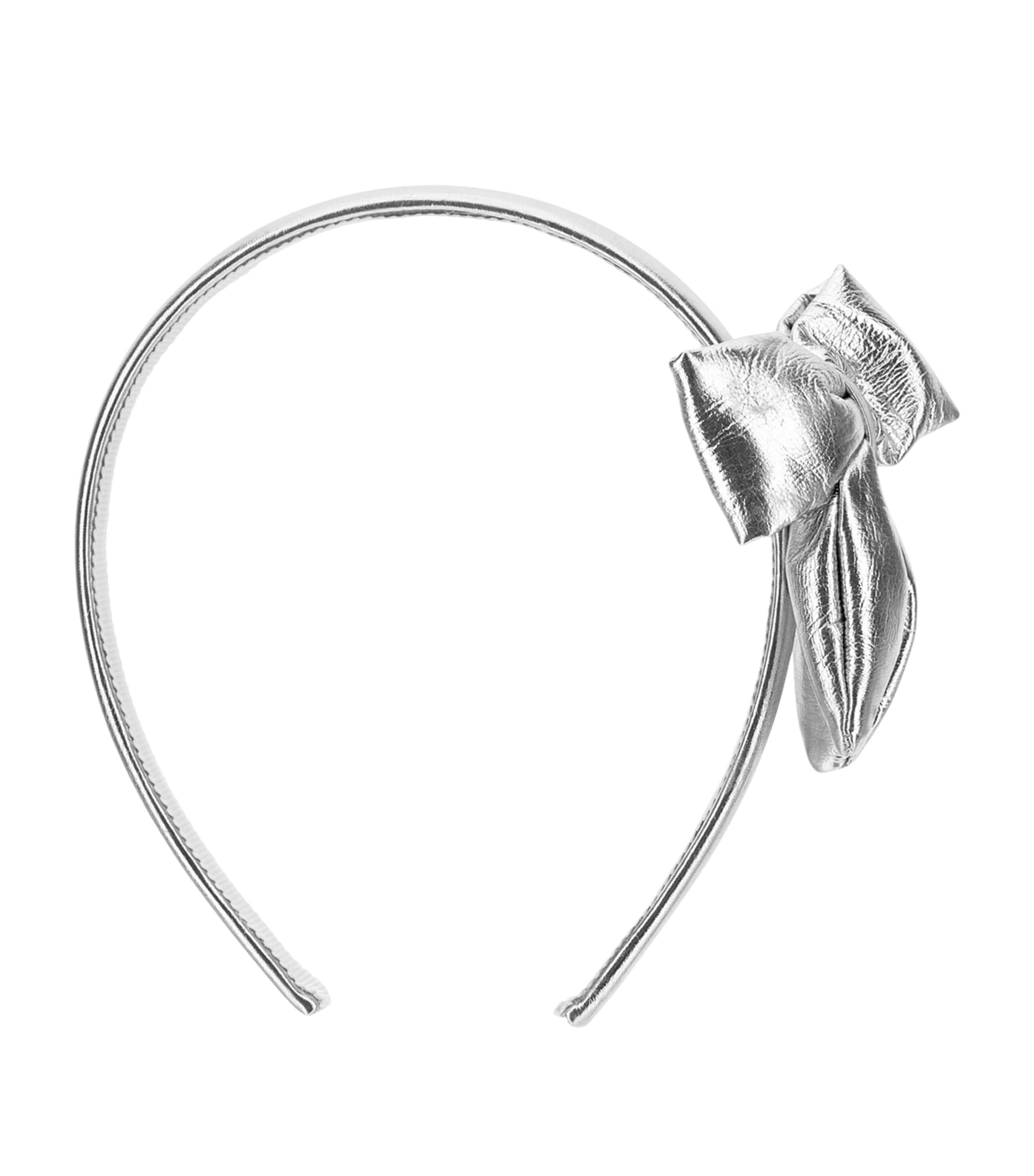 Monnalisa Faux Leather Bow-detail Headband In Metallic