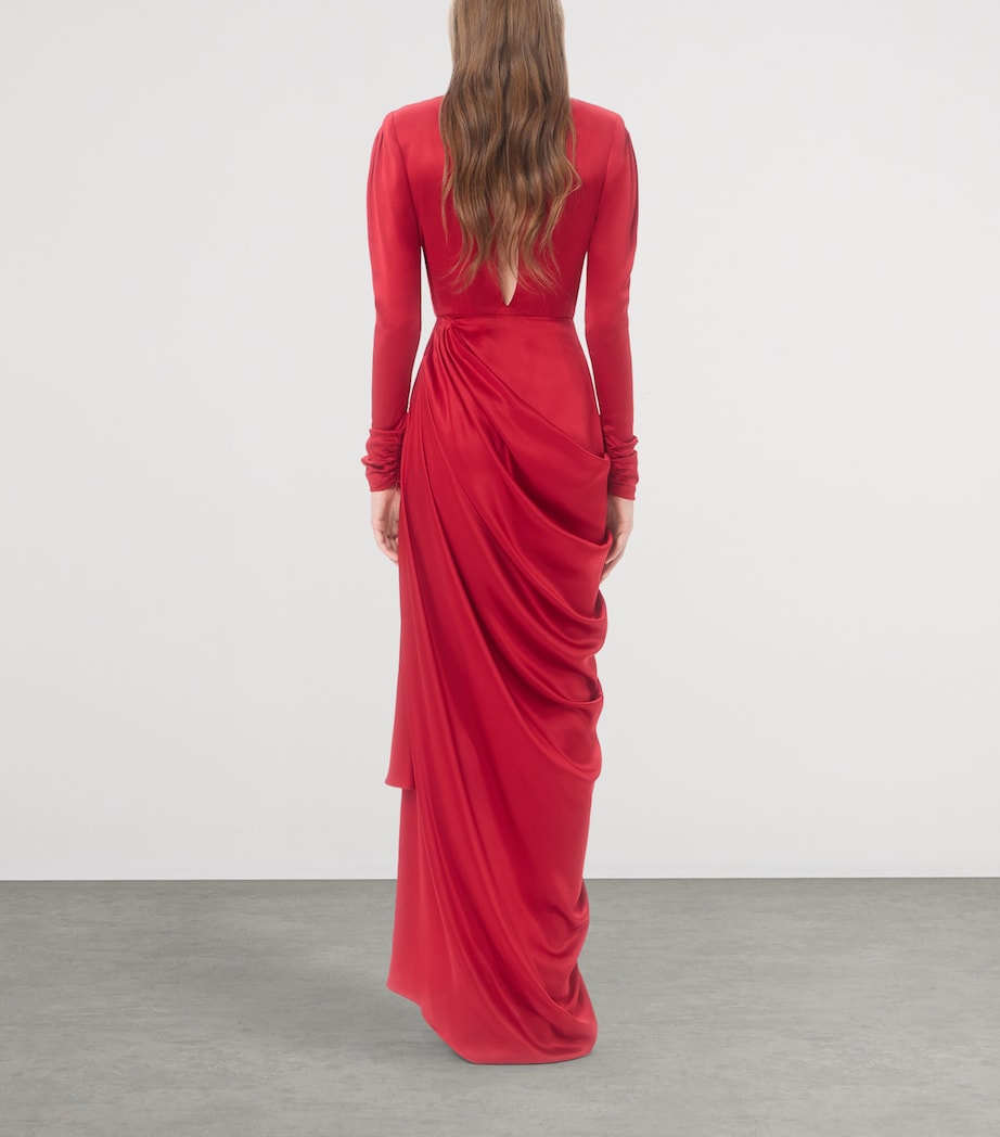Valentino Womens Silk Satin Draped Gown Image 4