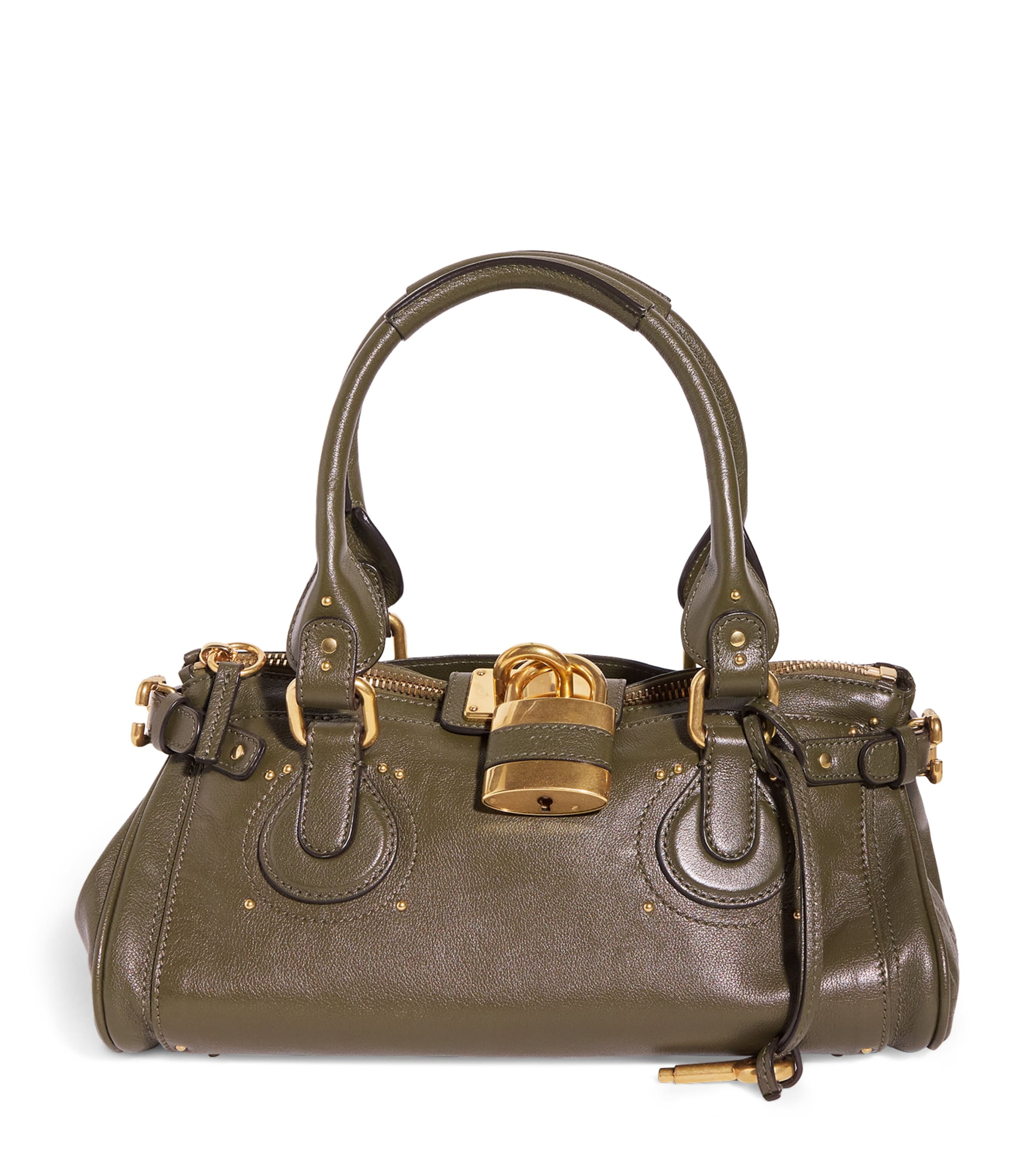 Chloé Medium Leather Spin Tote Bag In Green