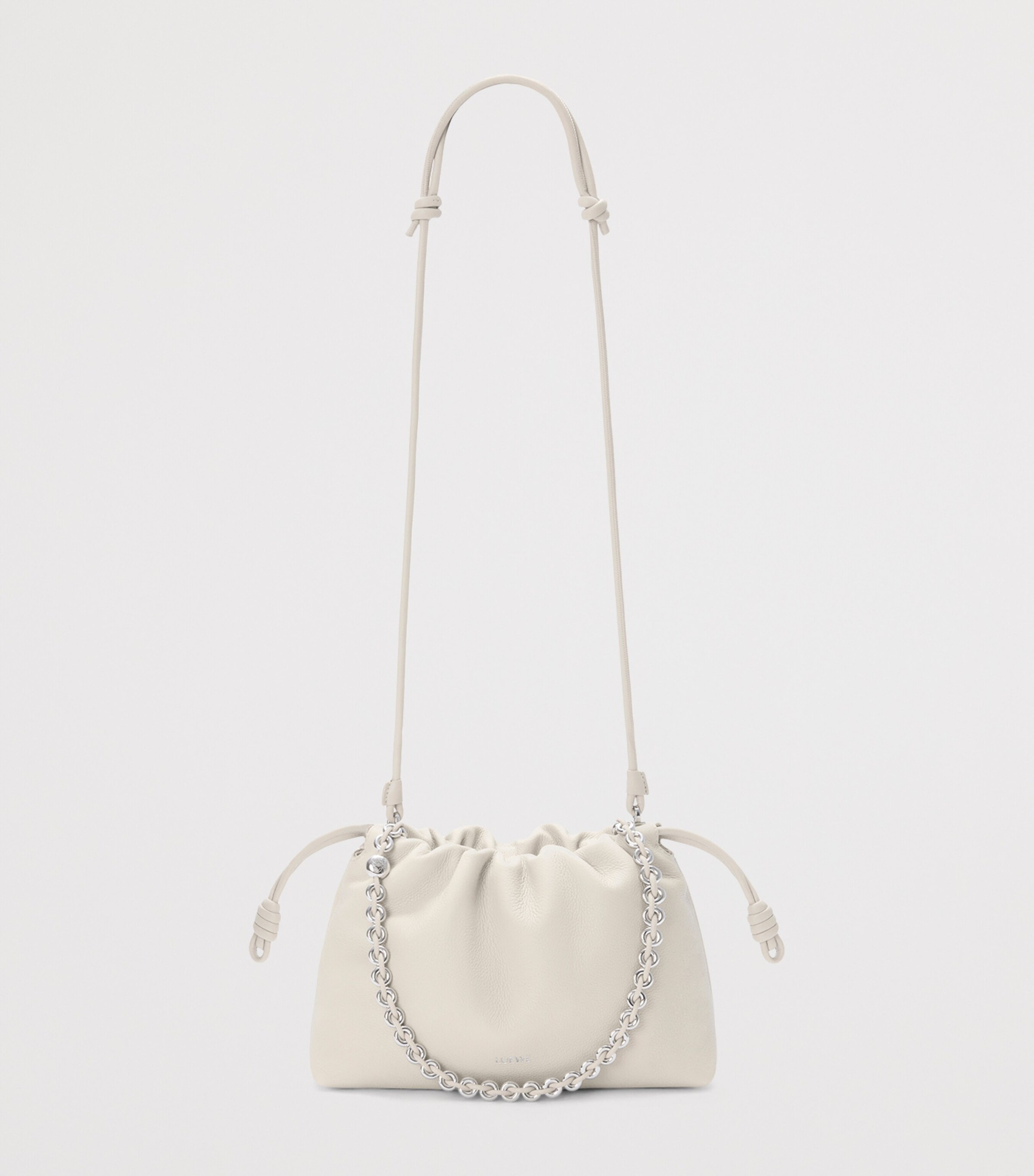LOEWE Medium Leather Flamenco Purse Soft White Image 9