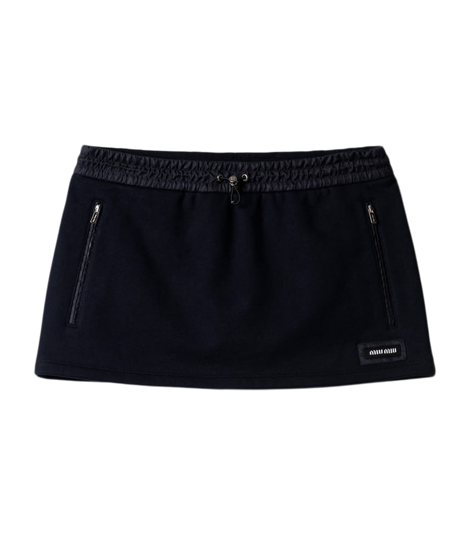 Miu Miu Womens Cotton Jersey Mini Skirt Blue Image 1