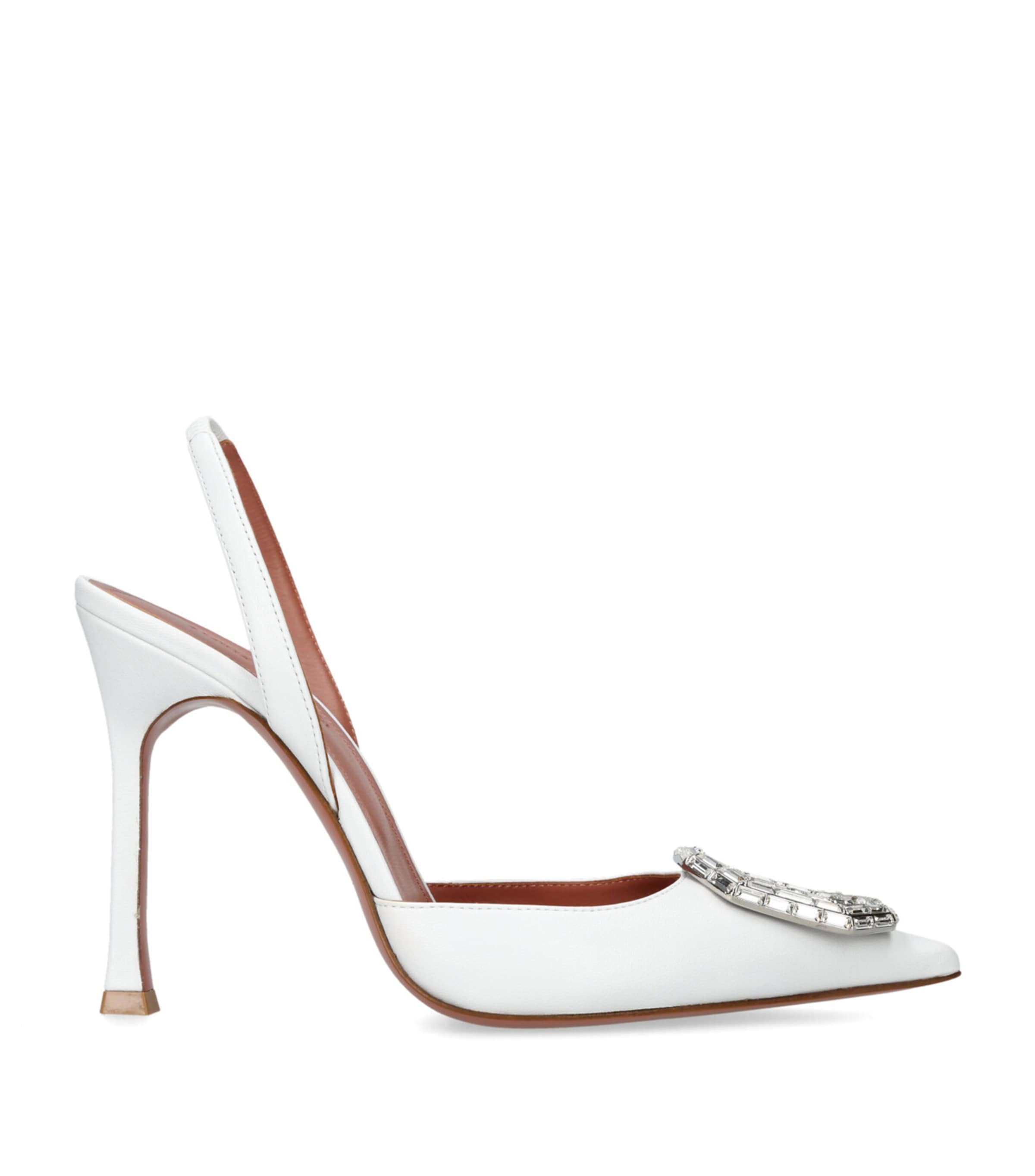 Amina Muaddi Leather Camelia Slingback Mules 105 | Women Shoes | Heels | Mules | Heeled Mules | Designers | Amina Muaddi