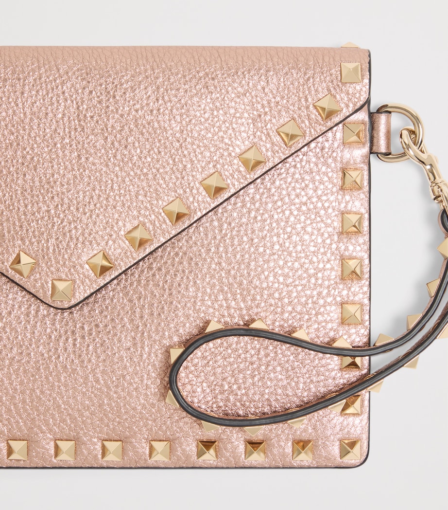 Calfskin Rockstud-Detail Clutch Bag GF9 Image 6