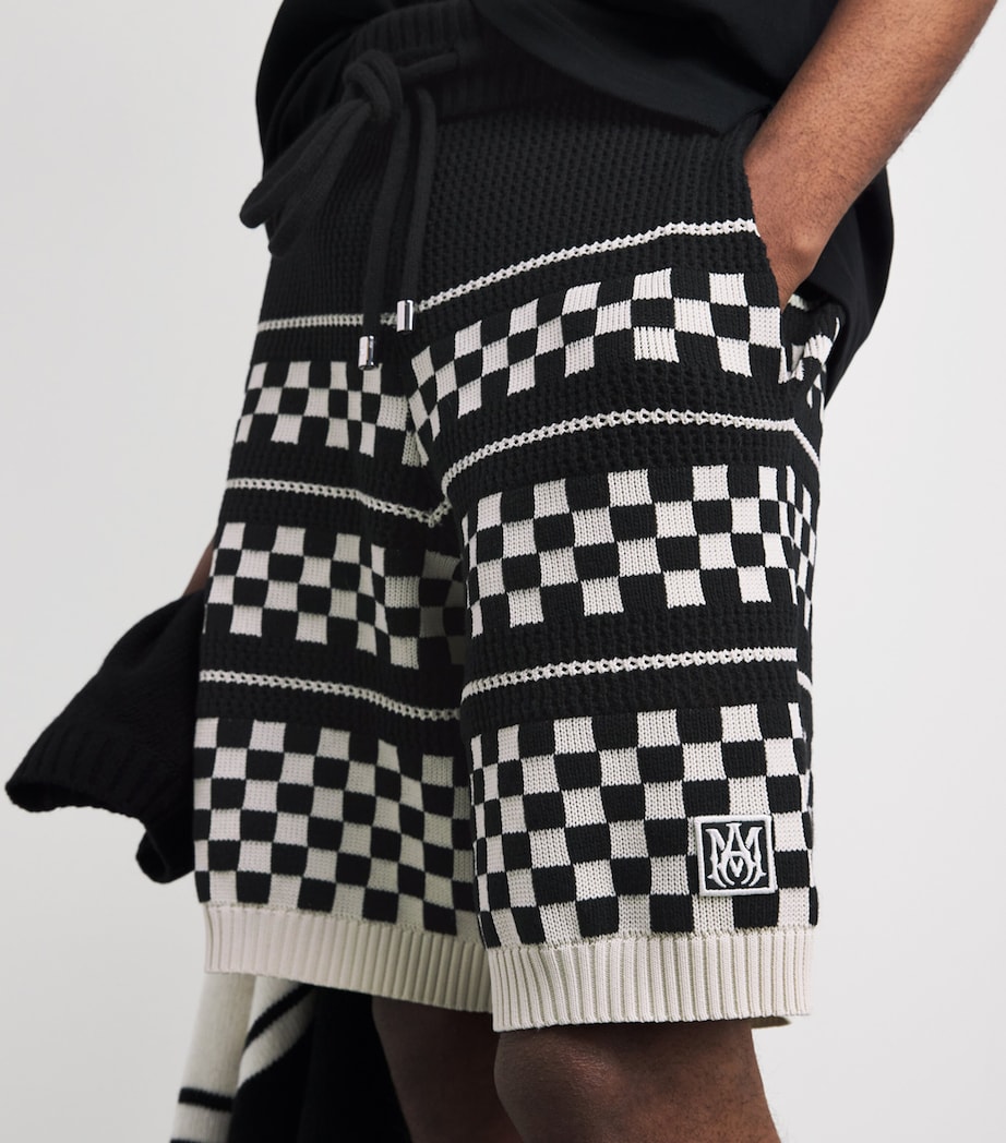 AMIRI Mens Wool-Blend Mesh Check Shorts Black Image 3