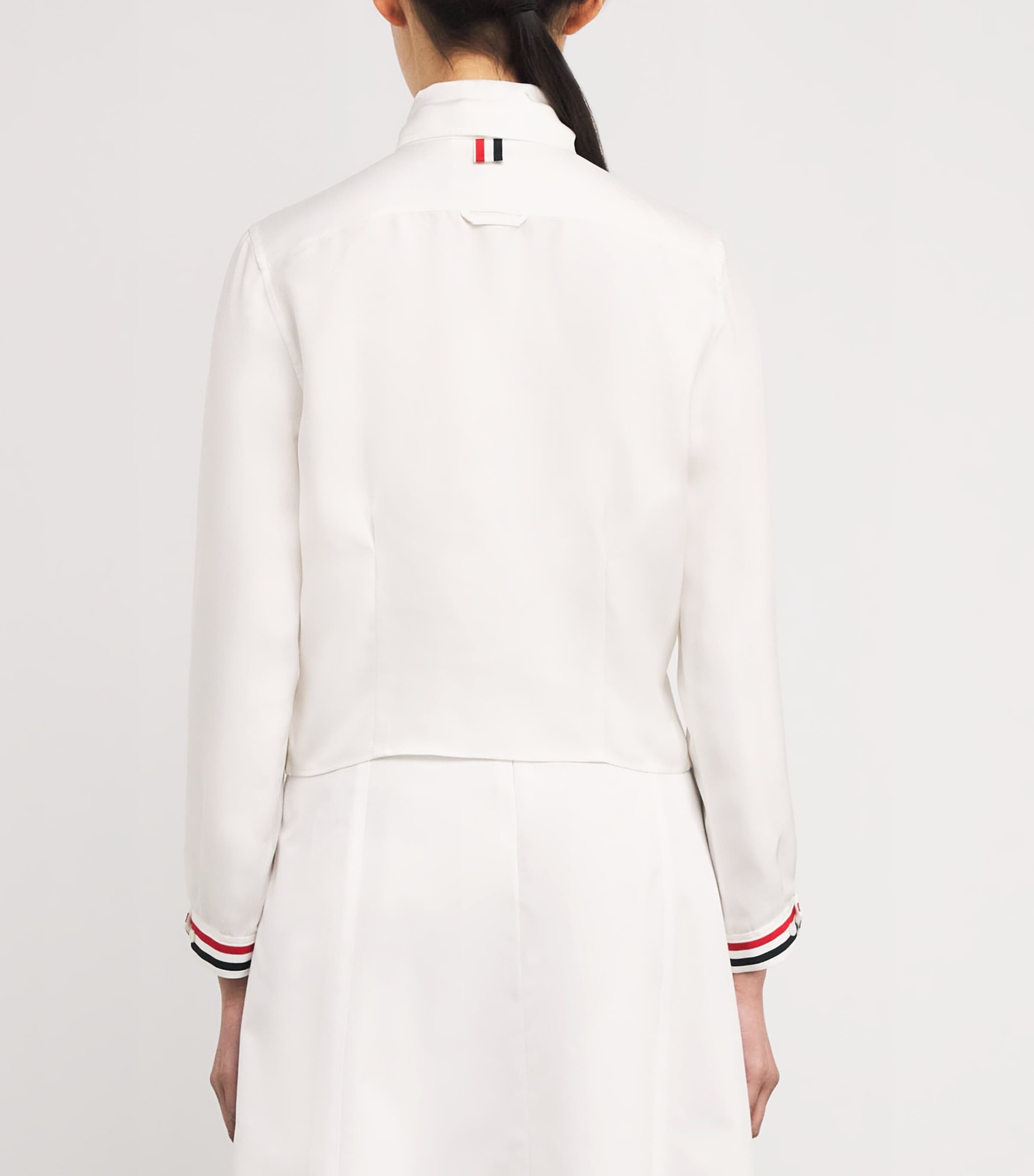 Thom Browne Womens Silk Bow-Collar Blouse White Image 4
