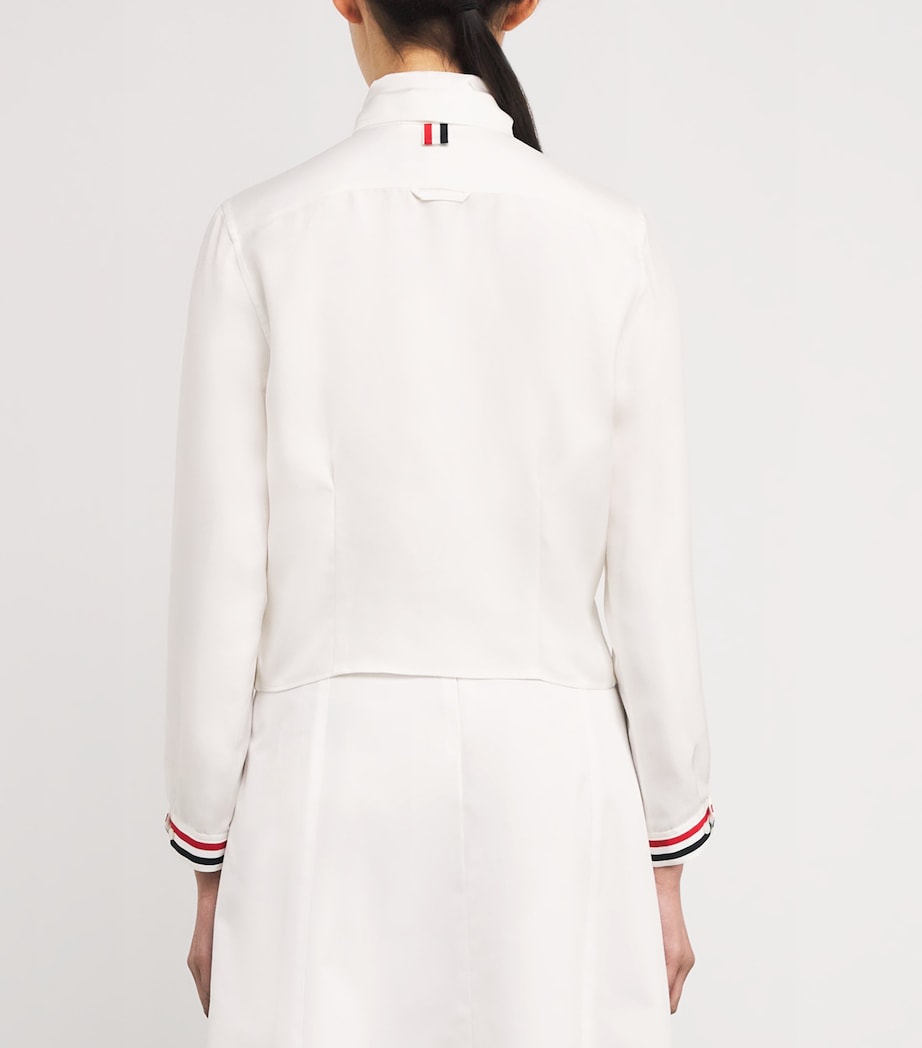 Thom Browne Womens Silk Bow-Collar Blouse White Image 4