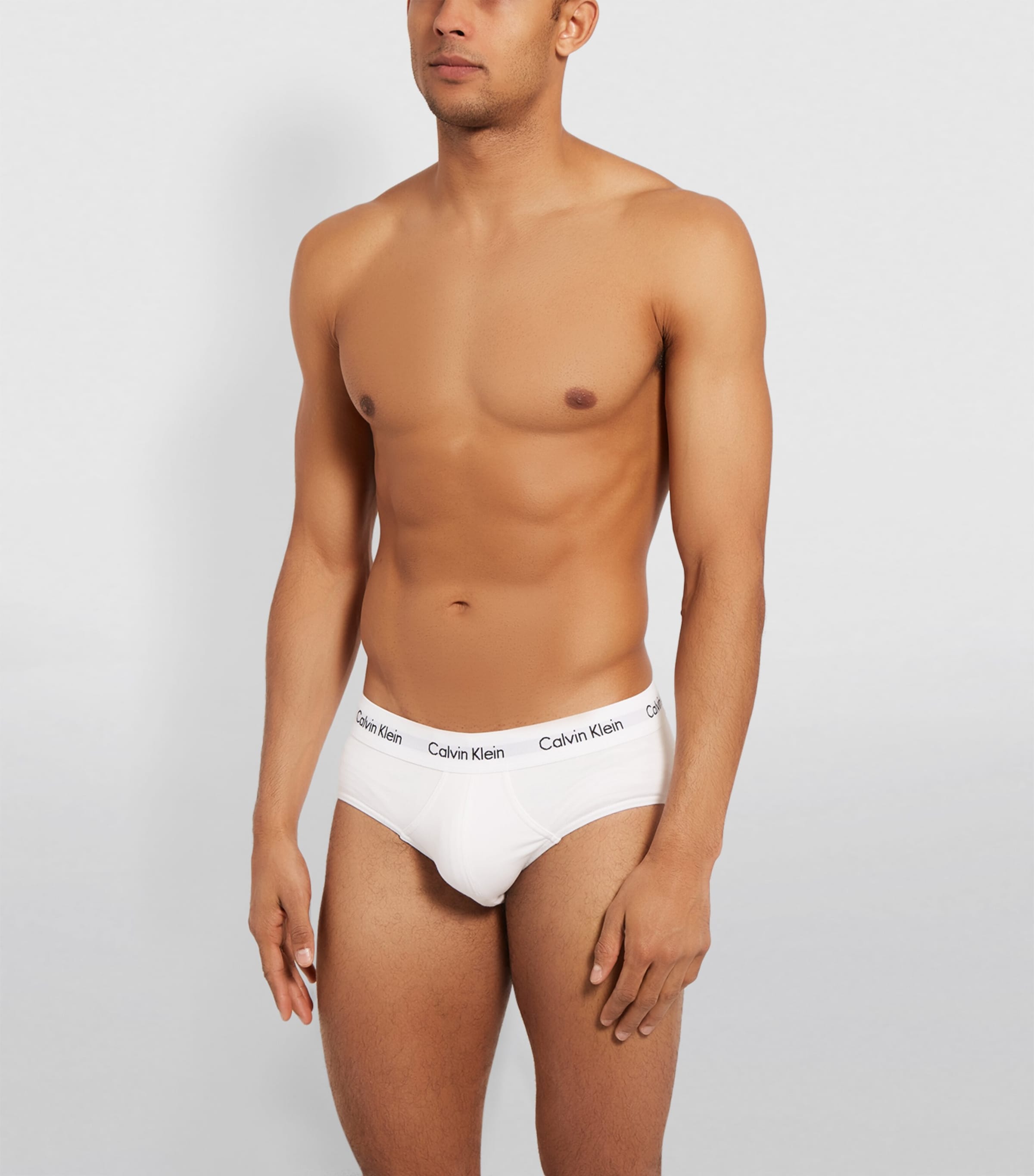 Calvin Klein Mens Cotton Stretch Hip Briefs (Pack of 3) White Image 2