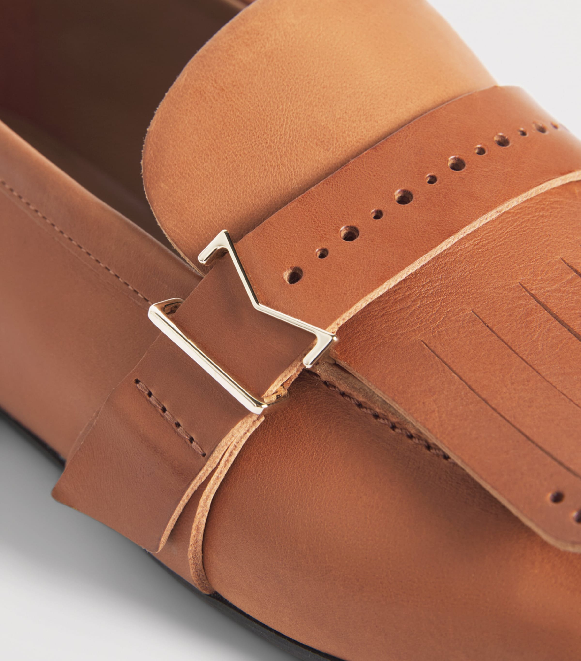 Max Mara Leather Fringe Loafers Amber Brown Image 7