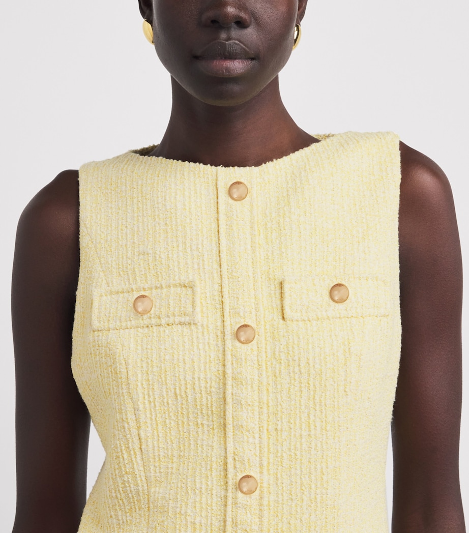 Maje Womens Tweed Tailored Mini Dress Pale Yellow Image 5