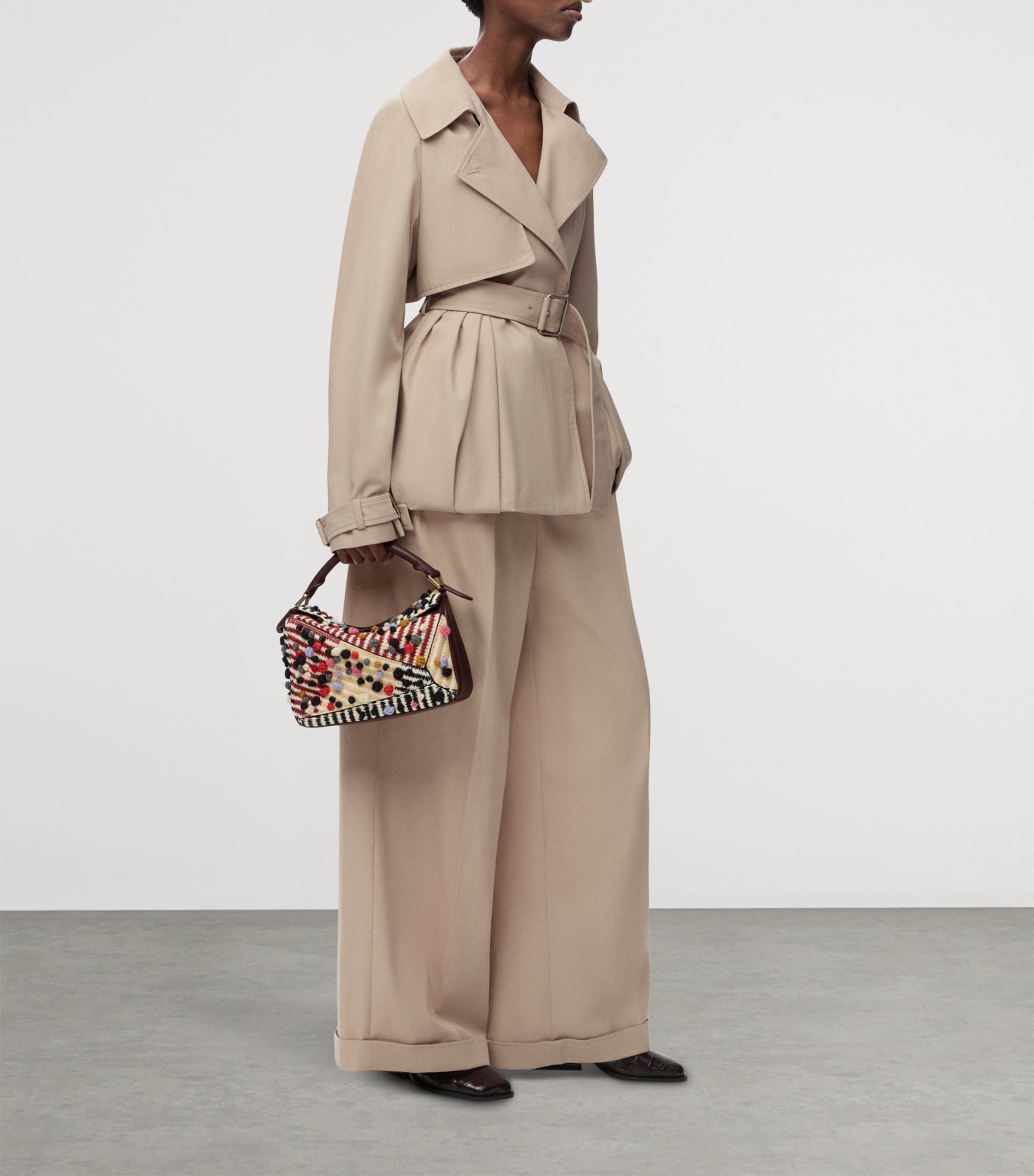 LOEWE Beige Cotton Belted Short Trench Coat | Harrods UK