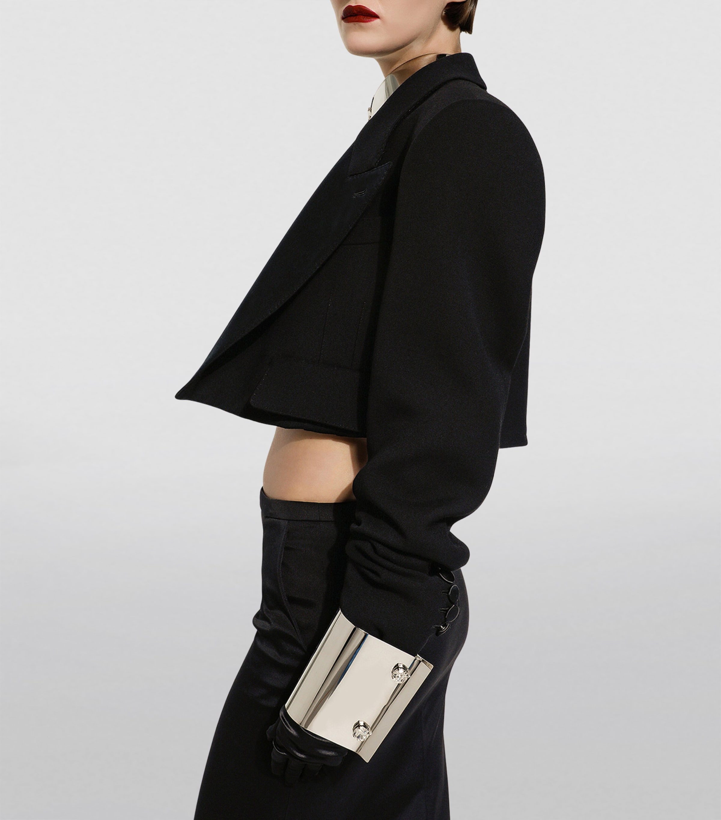 Cropped Blazer N0000-BLACK Image 4