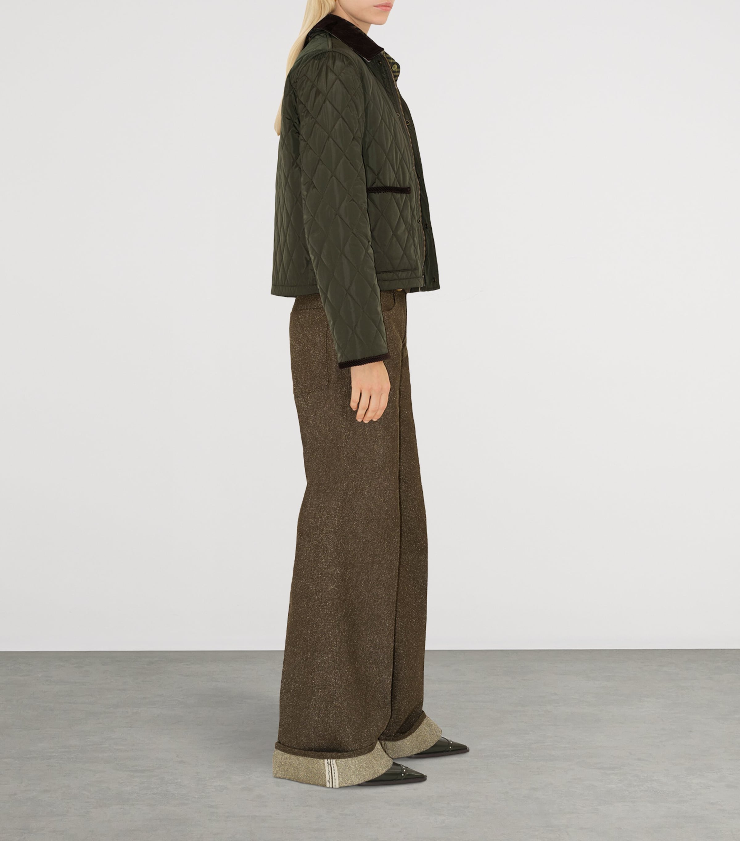 Cropped Quilted Field Jacket SHALE/BRUSH IP CHECK Image 3