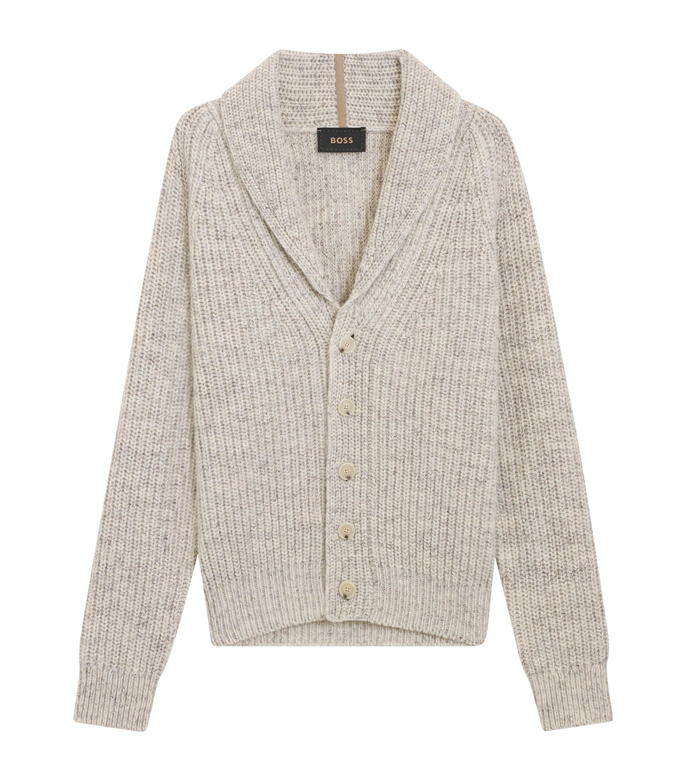 BOSS Mens Cashmere-Wool Shawl-Lapel Cardigan Image 1