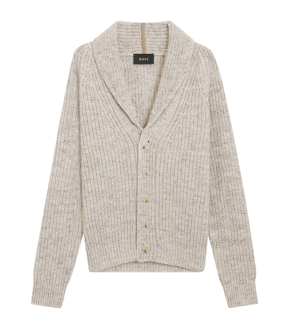BOSS Mens Cashmere-Wool Shawl-Lapel Cardigan Image 1