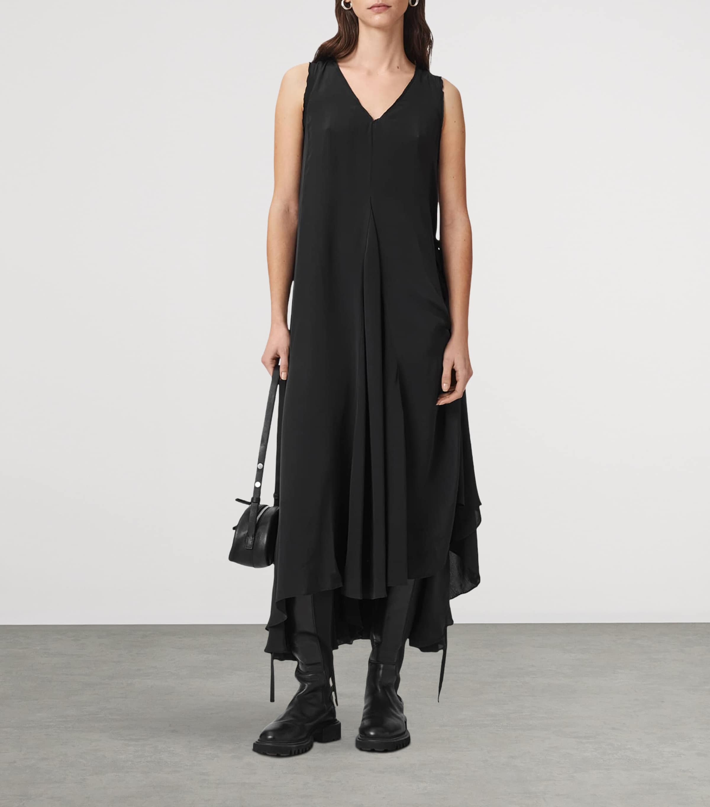 AllSaints Womens Adjustable Sybil Midi Dress Black Image 2