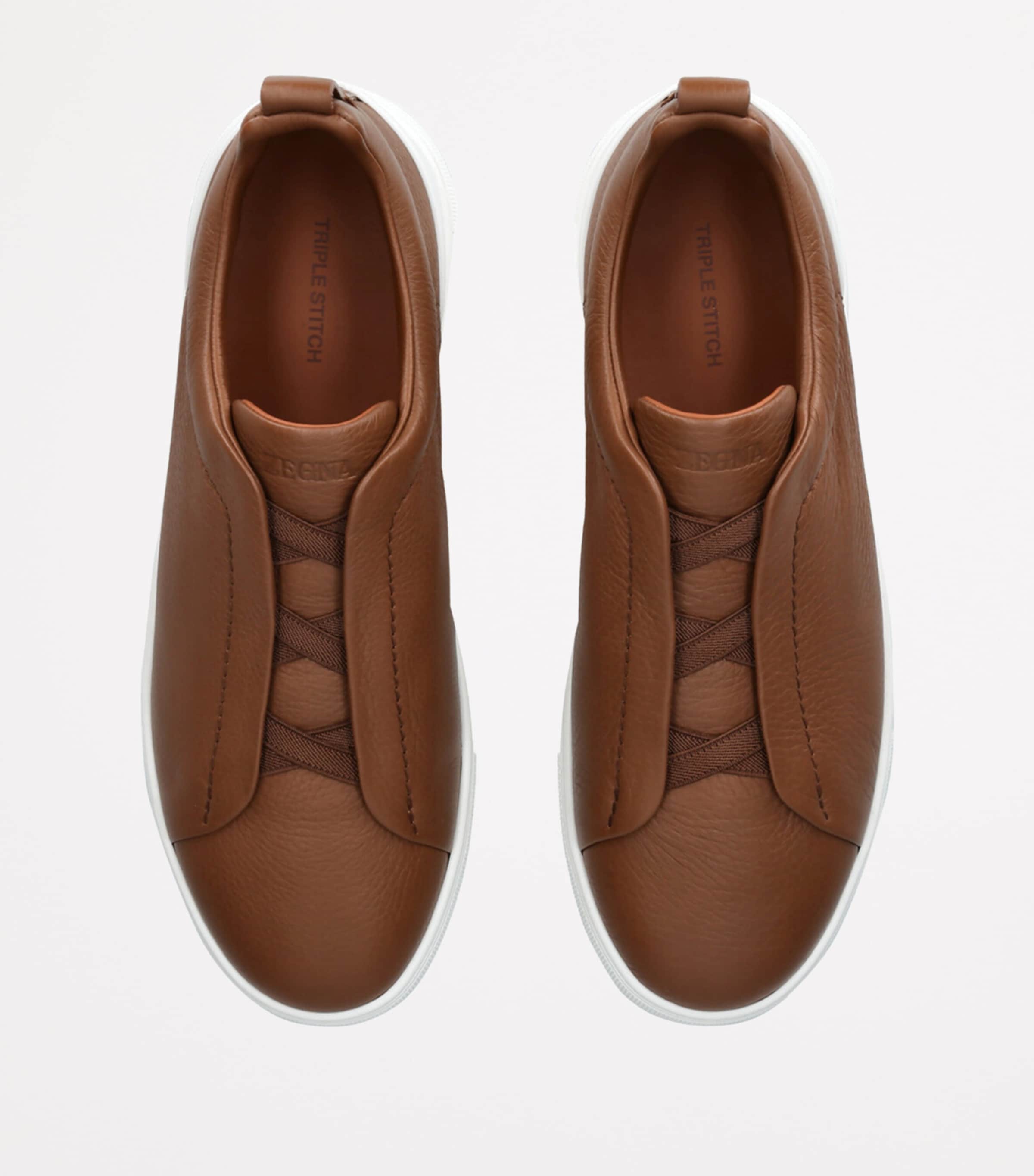 Leather Triple Stitch Sneakers RUST Image 4