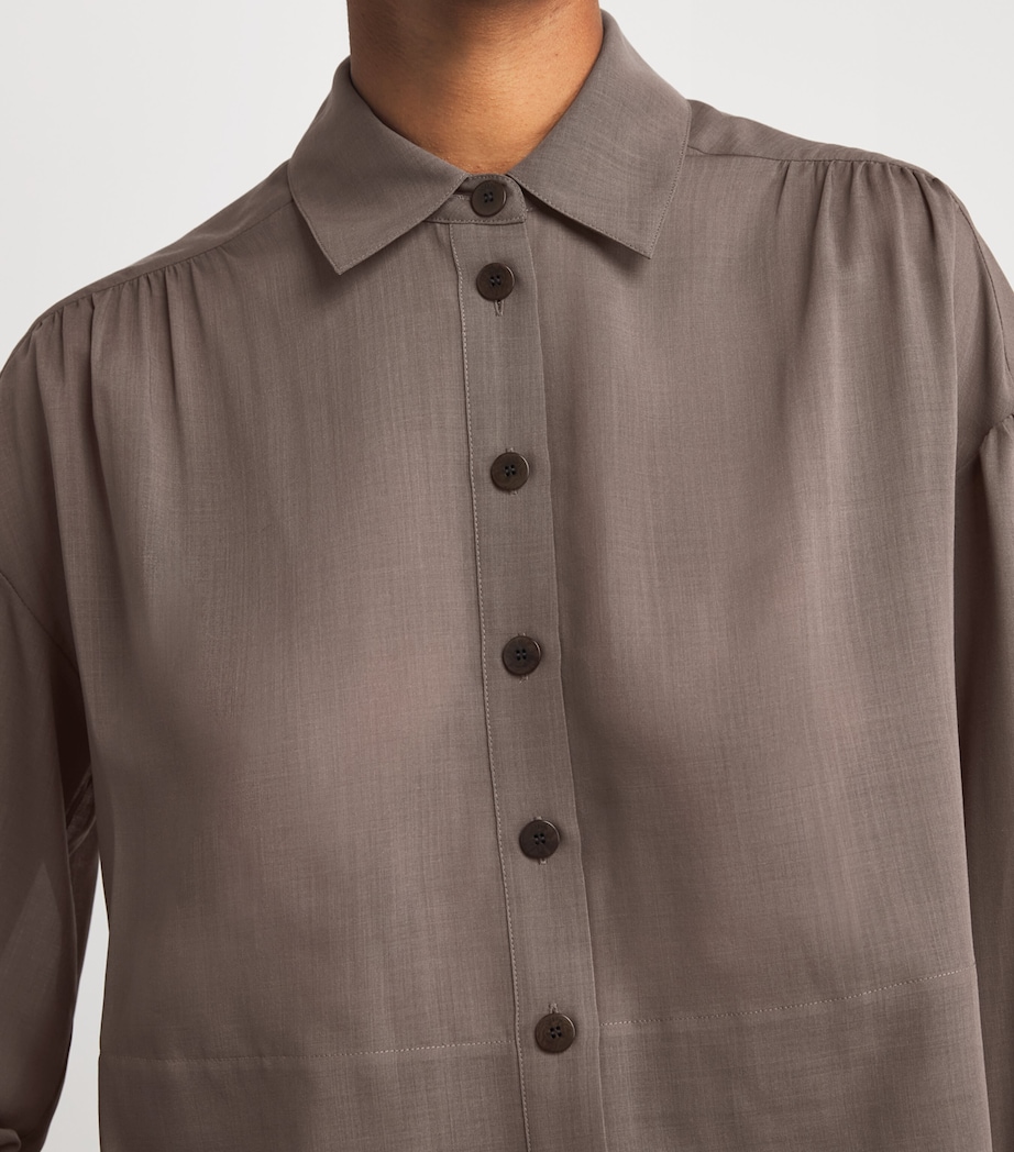 Wool-Blend Voile Anais Blouse MUSHROOM Image 6