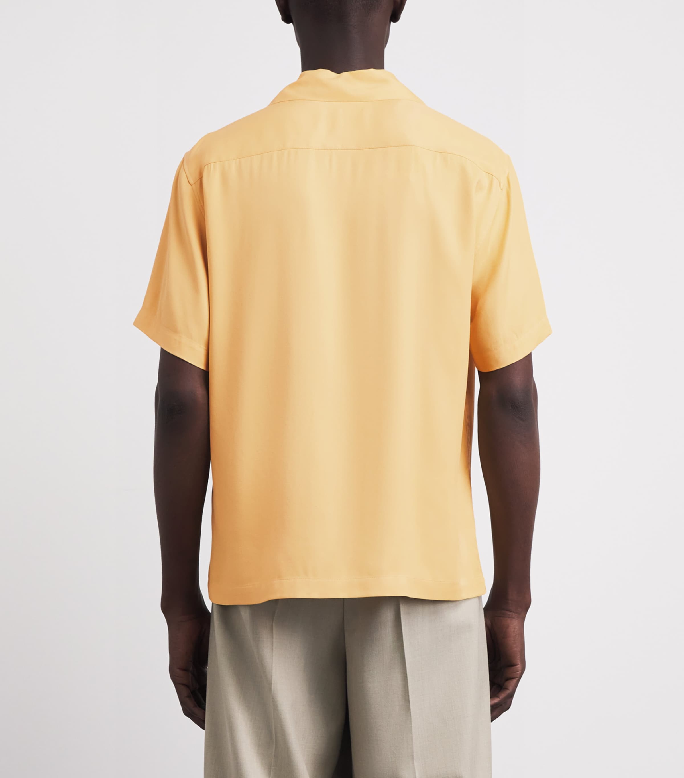 Sandro Paris Mens Linen Short-Sleeve Shirt Light Yellow Image 5