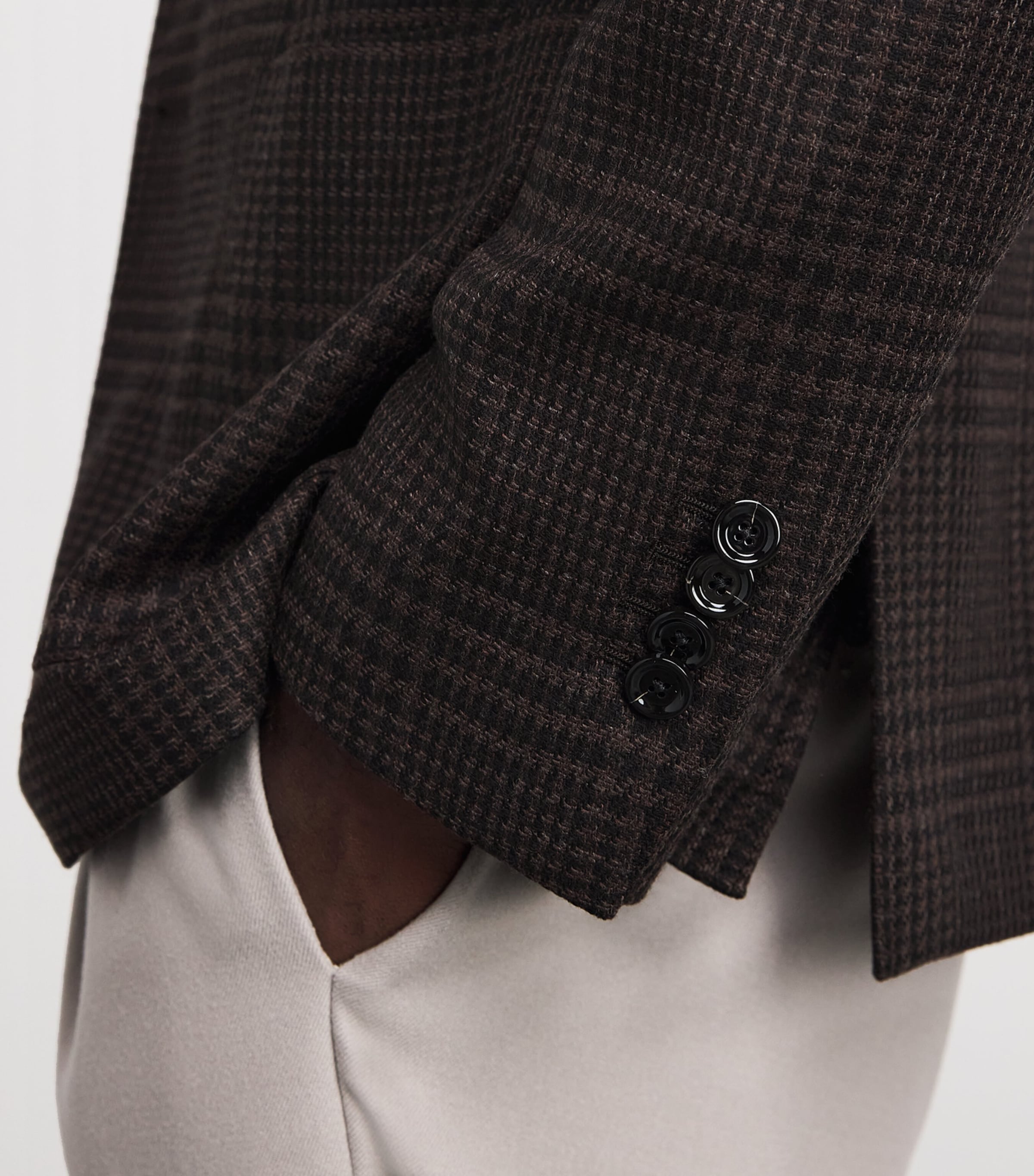 Lardini Mens Virgin Wool-Cashmere Check Blazer Check Brwn/blk Image 3