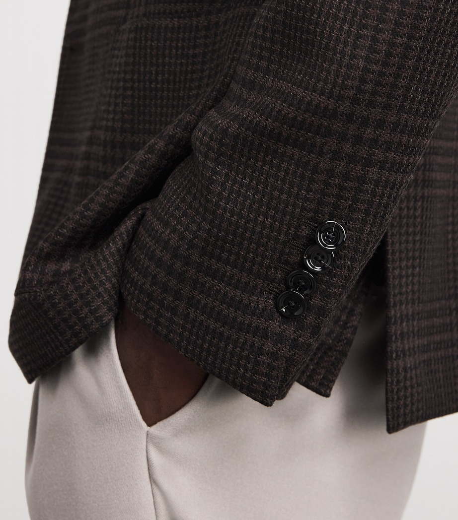 Lardini Mens Virgin Wool-Cashmere Check Blazer Check Brwn/blk Image 3