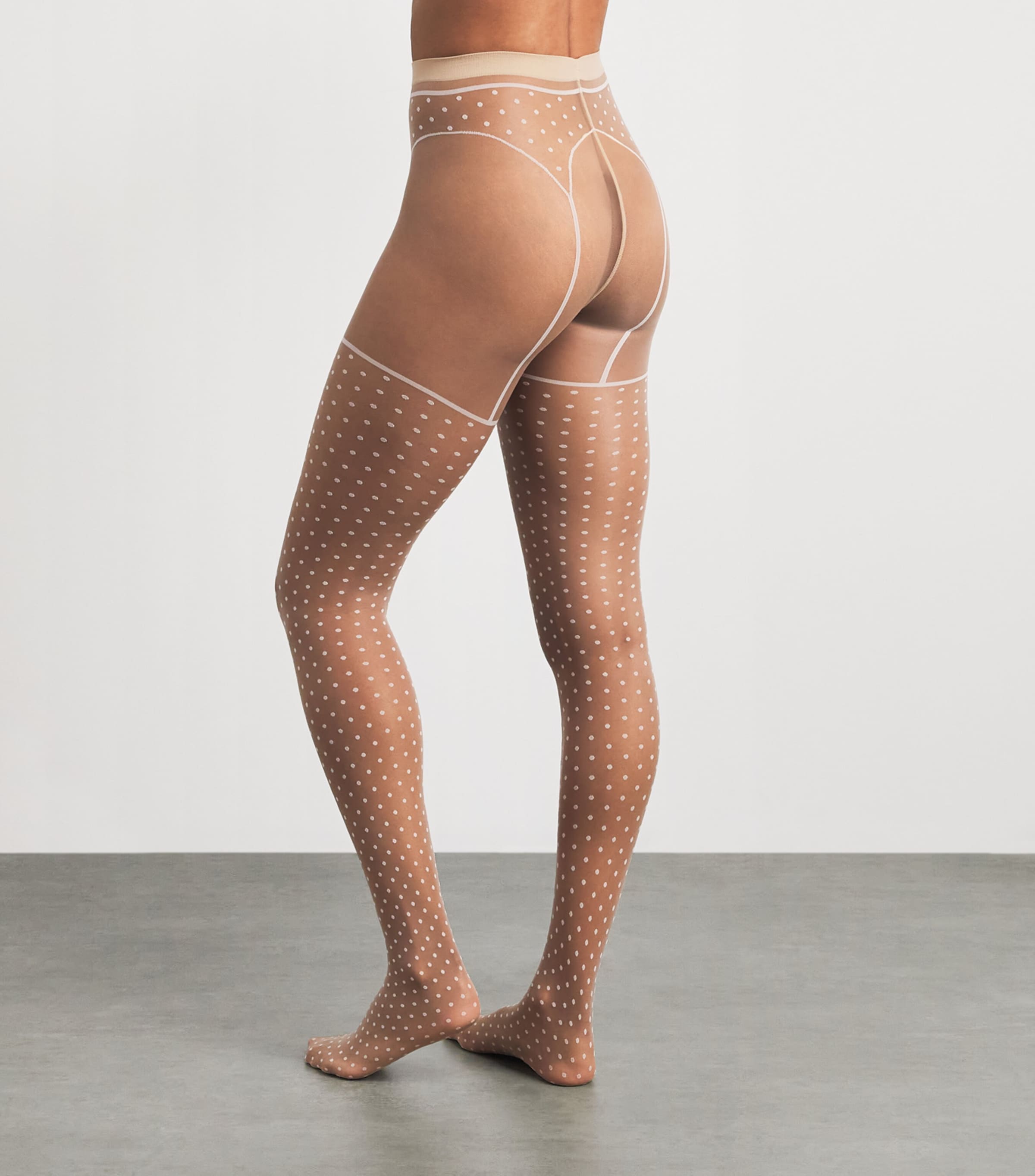 Wolford Womens Dotted Garter Belt 20 Tights Frly Lght White Image 4