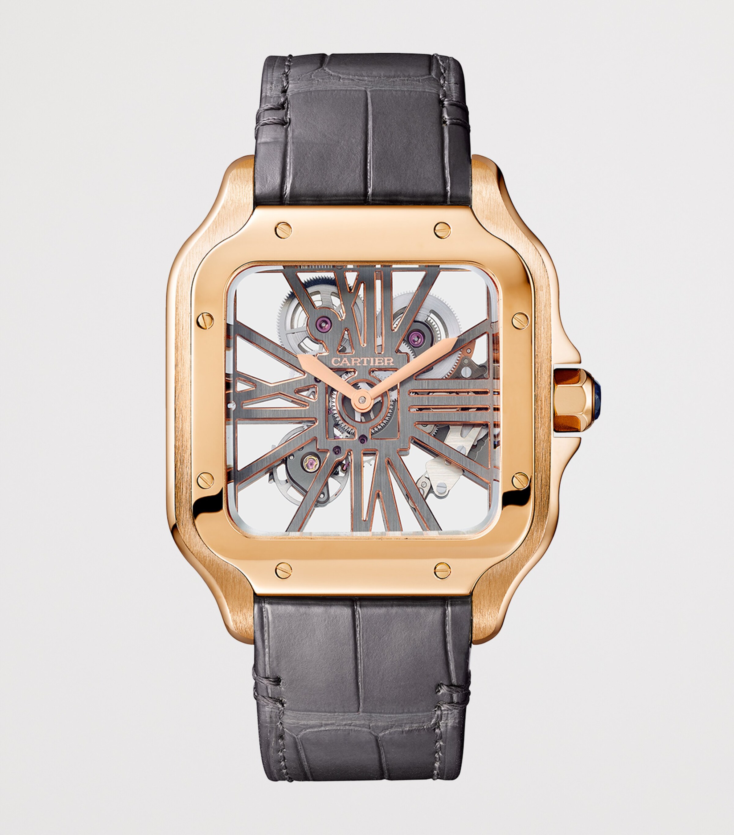 Cartier Large Rose Gold Santos de Skeleton Watch 28mm Rose Gold Image 3