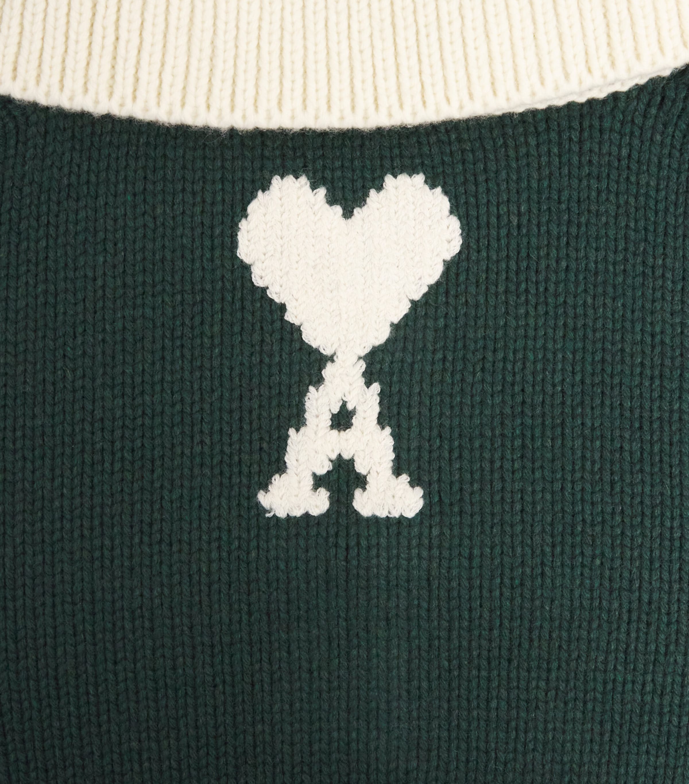 Wool-Blend Intarsia Polo Sweater A014 EVERGREEN Image 5