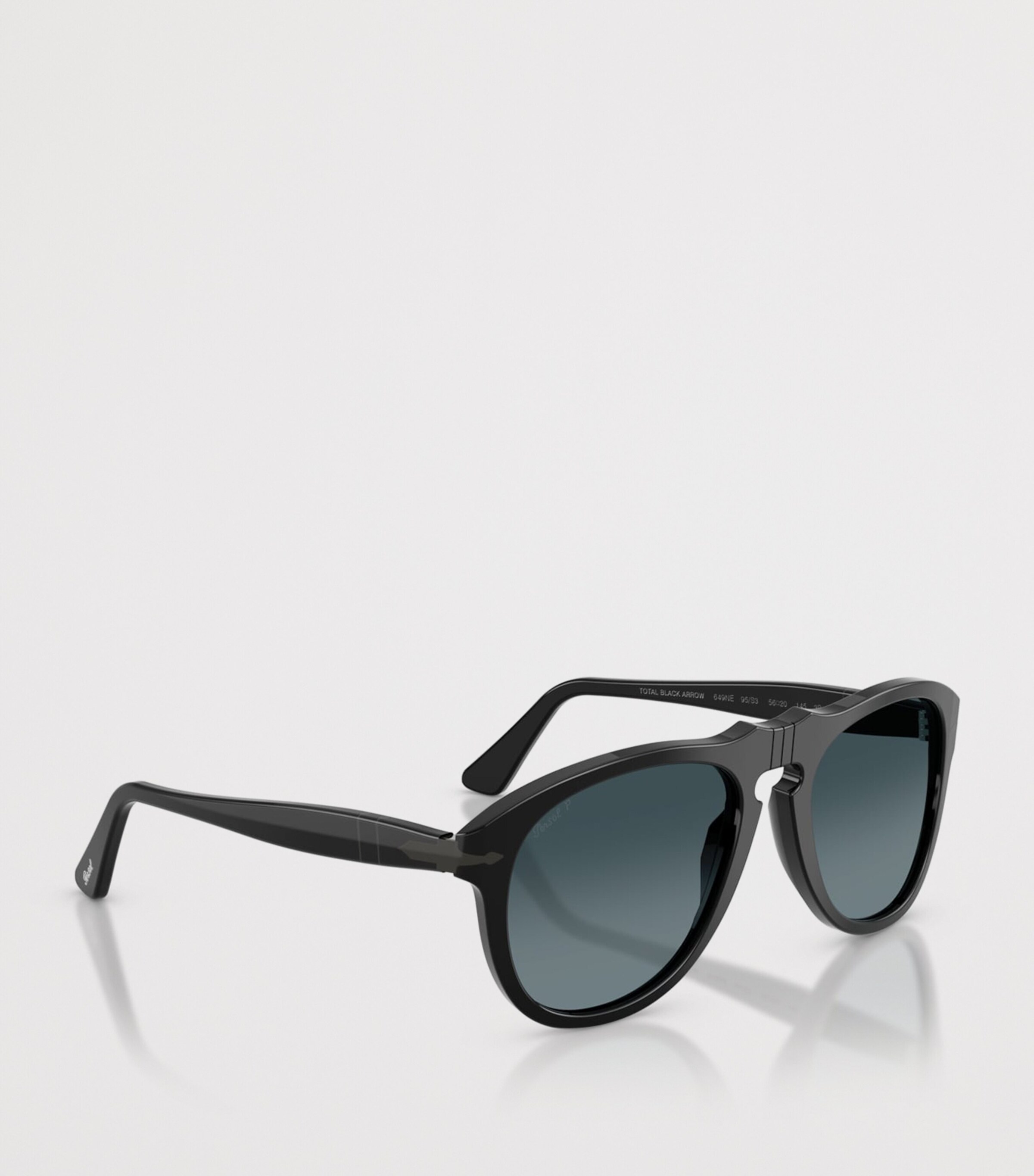 Persol PO0649NE Total Black Arrow Pilot Sunglasses Black Image 6