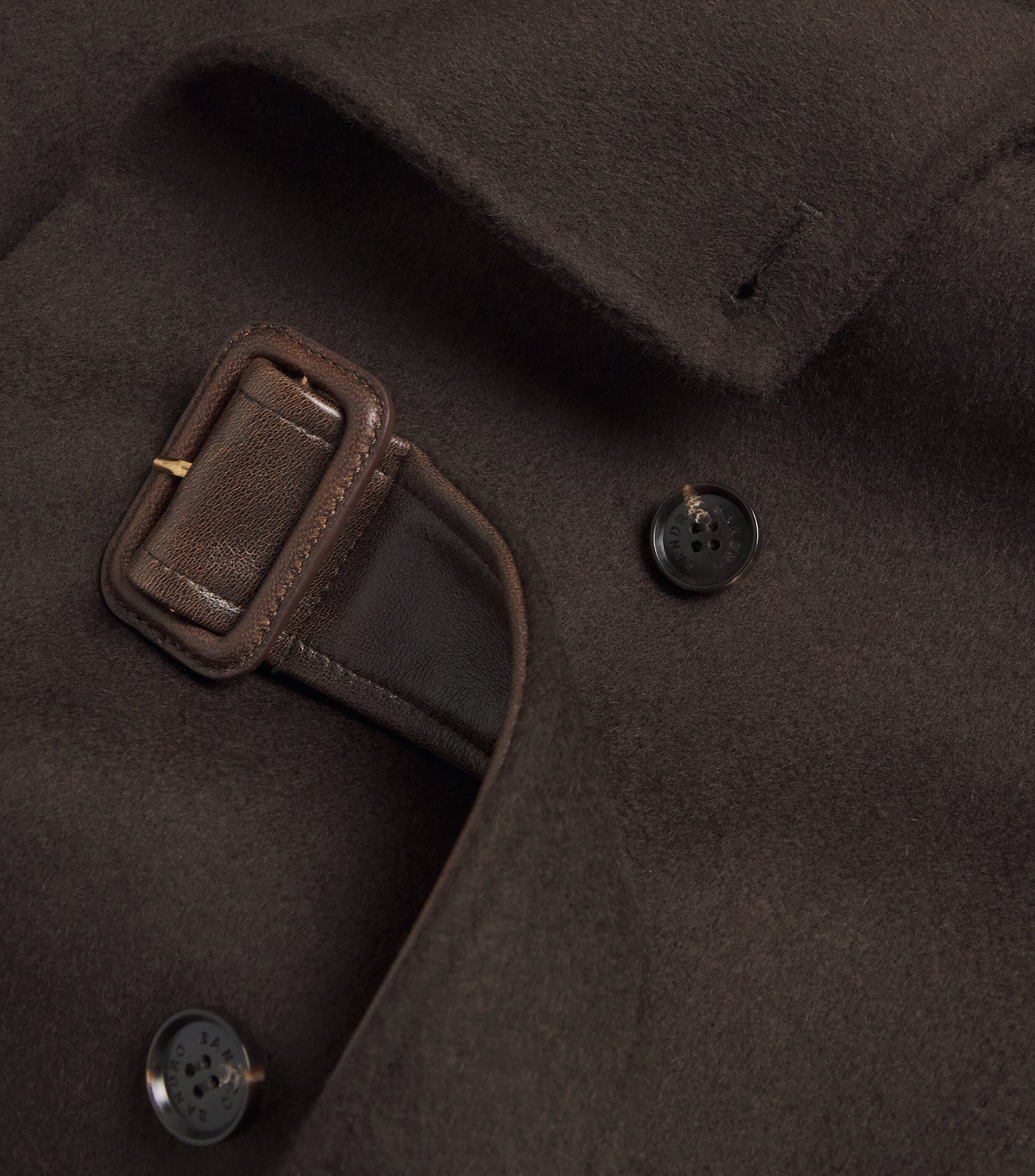 Wool Leather-Collar Coat BROWN Image 5