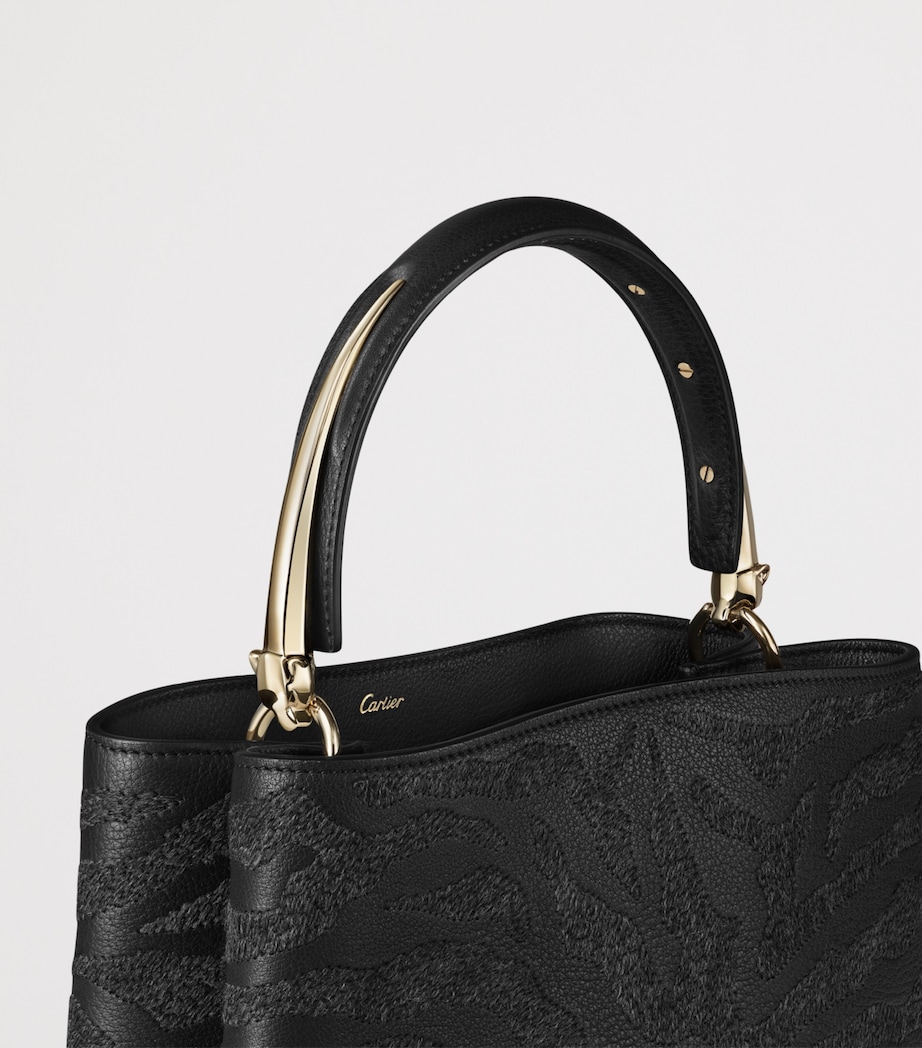 Calfskin Panthère de Cartier Top-Handle Bag BLACK Image 3